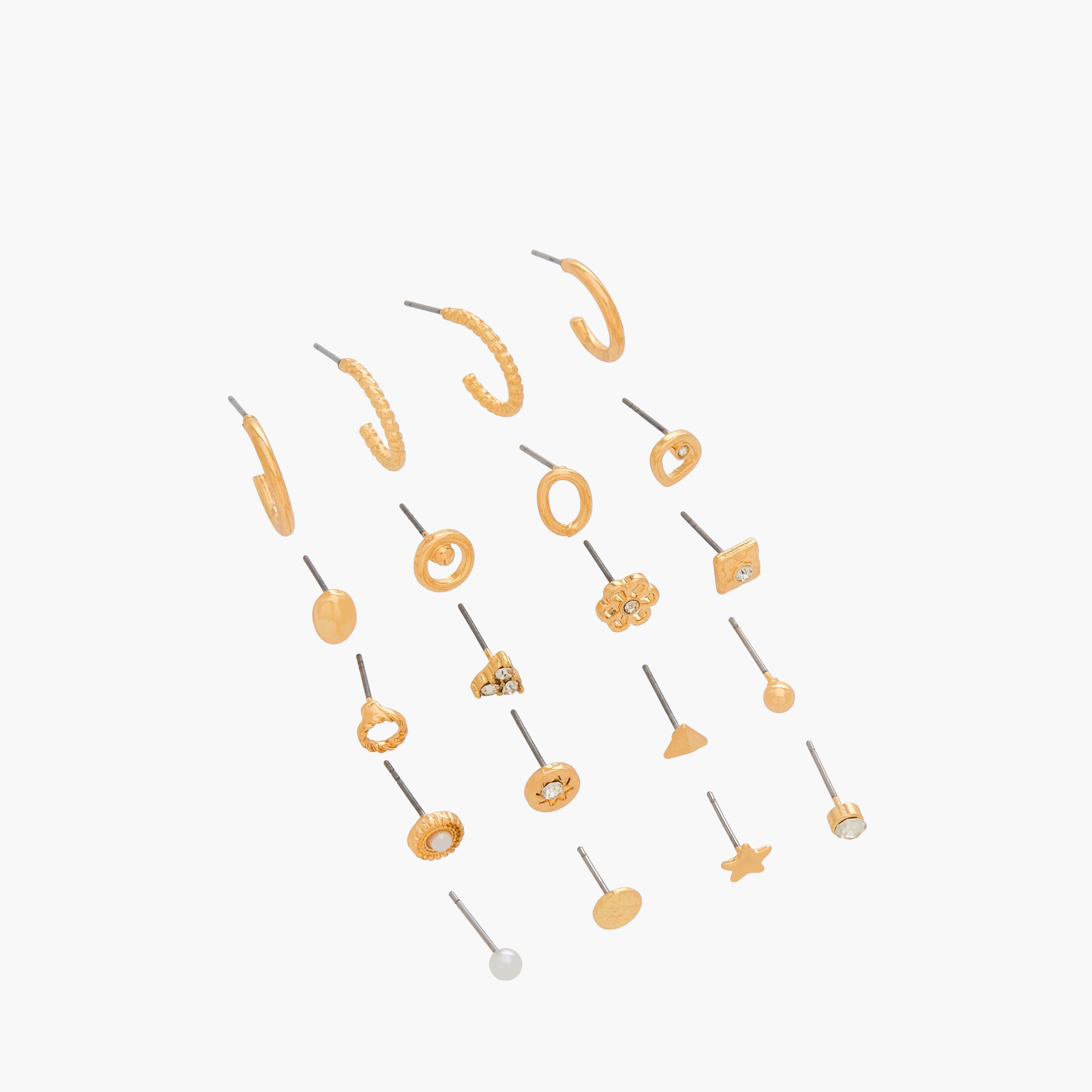 Pack of 20 Gold Tone Embellished Stud Earrings with Pushback Closure-women-watchesandjewellery-jewellery-earrings-image-2