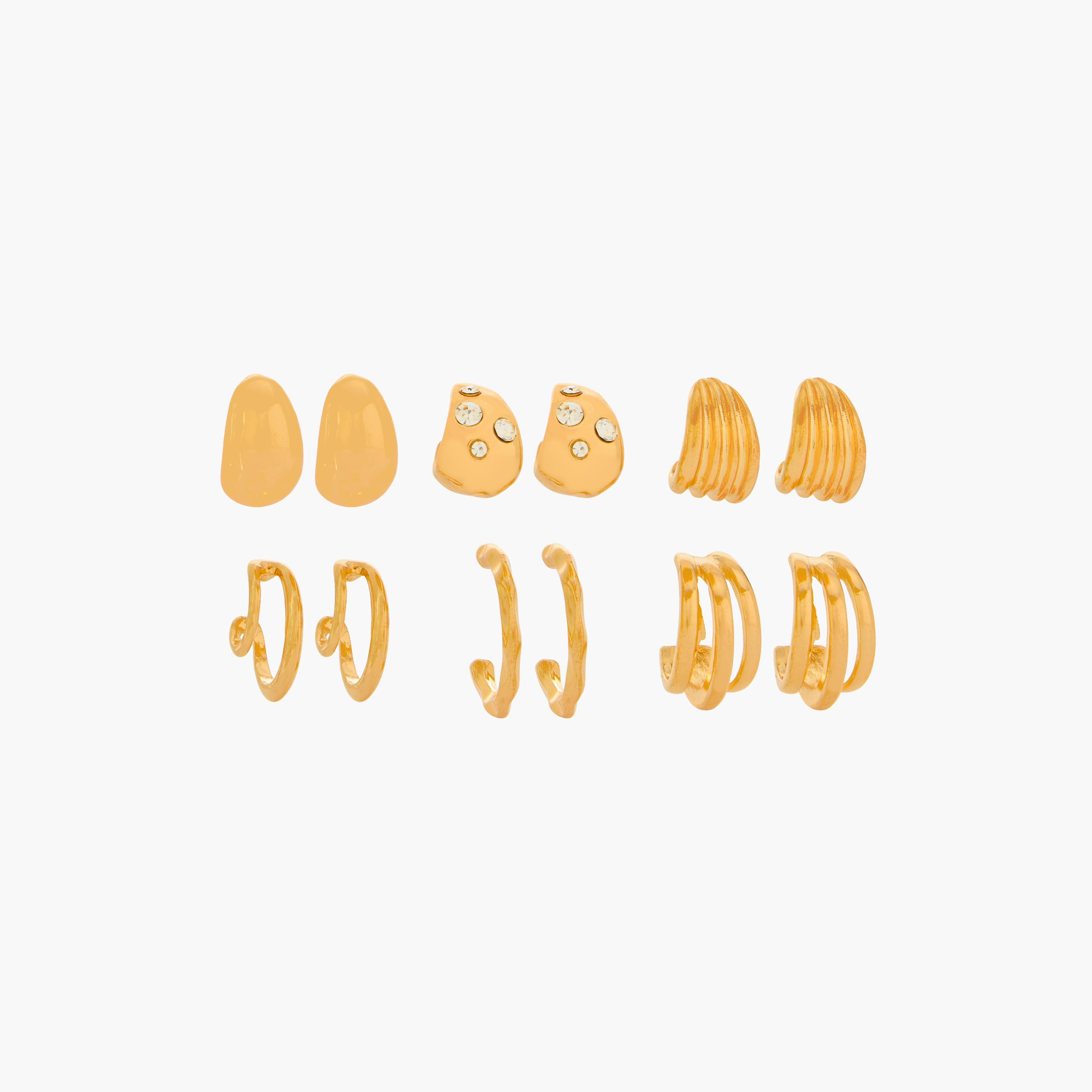 Pack of 6 Gold Tone Hoop Earrings with Pushback closure-women-watchesandjewellery-jewellery-earrings-image-1