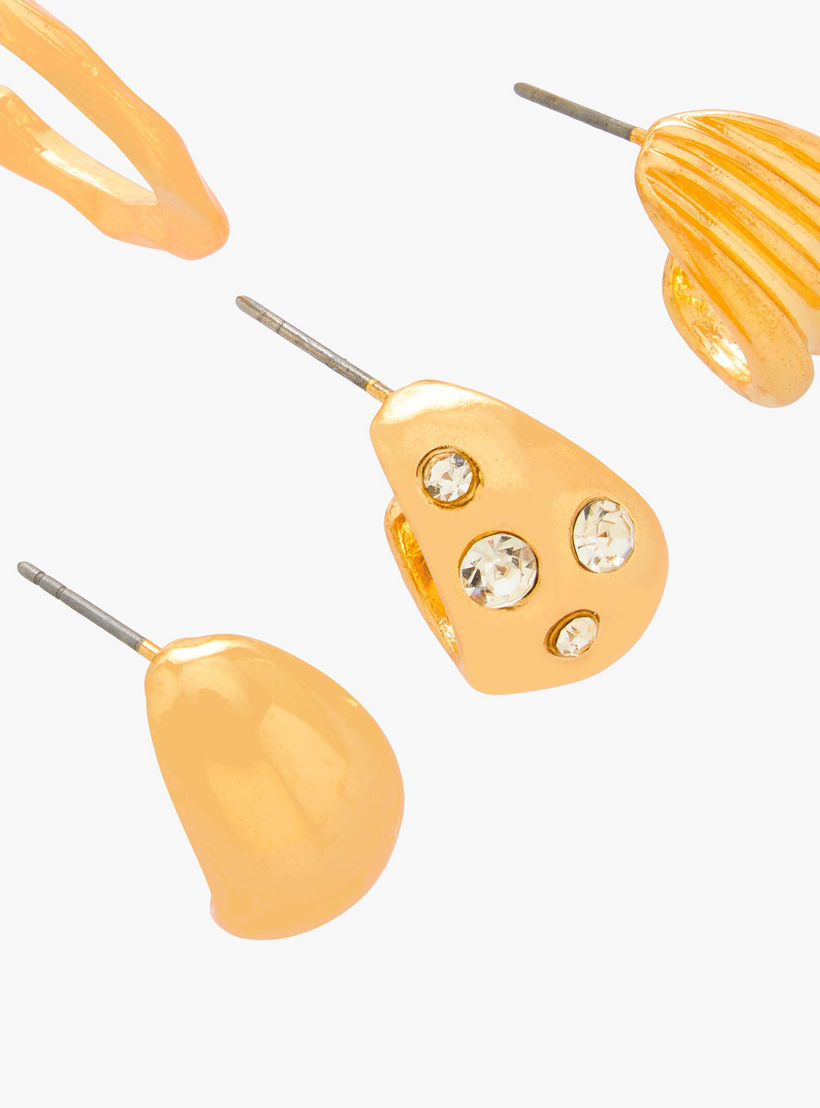 Pack of 6 Gold Tone Hoop Earrings with Pushback closure-women-watchesandjewellery-jewellery-earrings-image-3