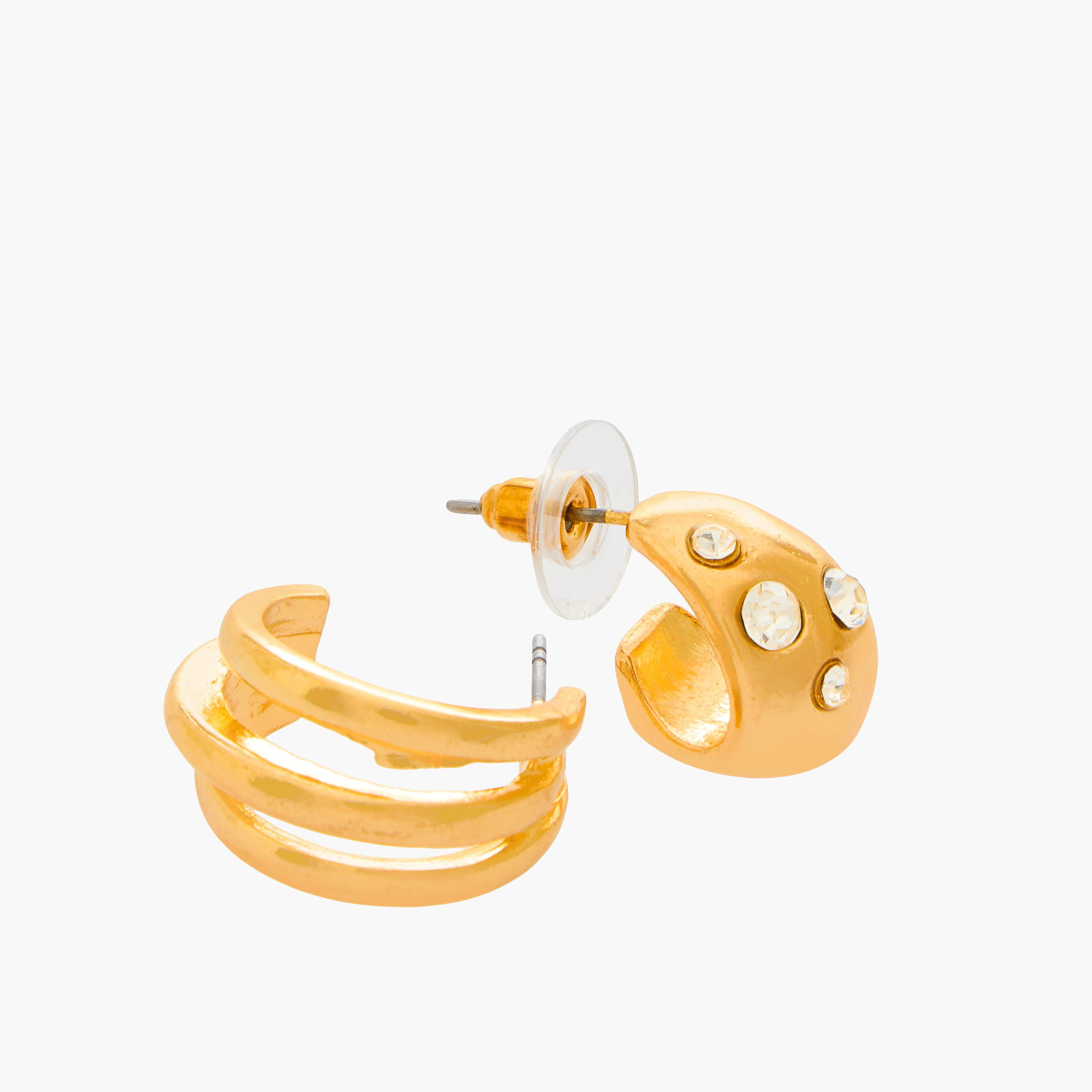 Pack of 6 Gold Tone Hoop Earrings with Pushback closure-women-watchesandjewellery-jewellery-earrings-image-4