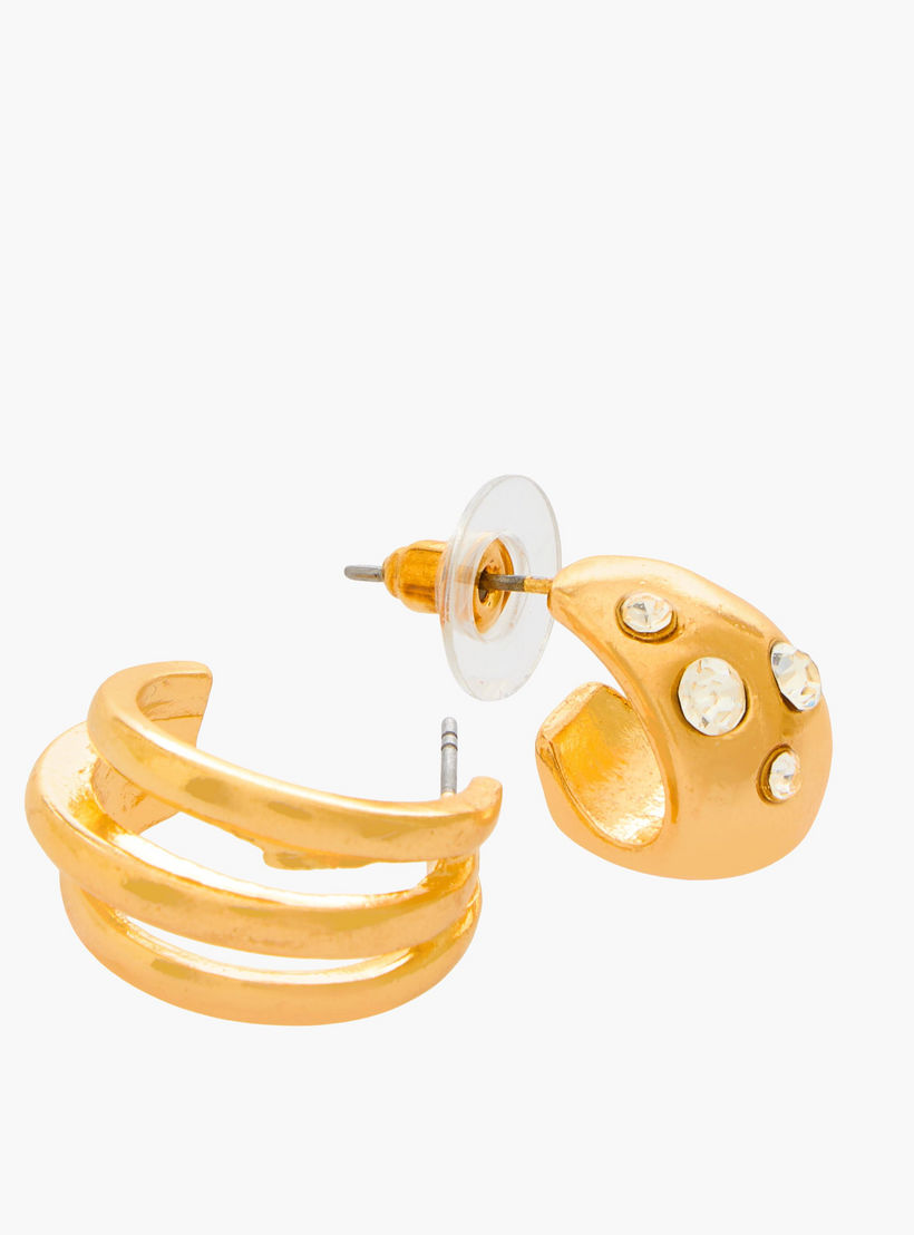 Pack of 6 Gold Tone Hoop Earrings with Pushback closure-women-watchesandjewellery-jewellery-earrings-image-4
