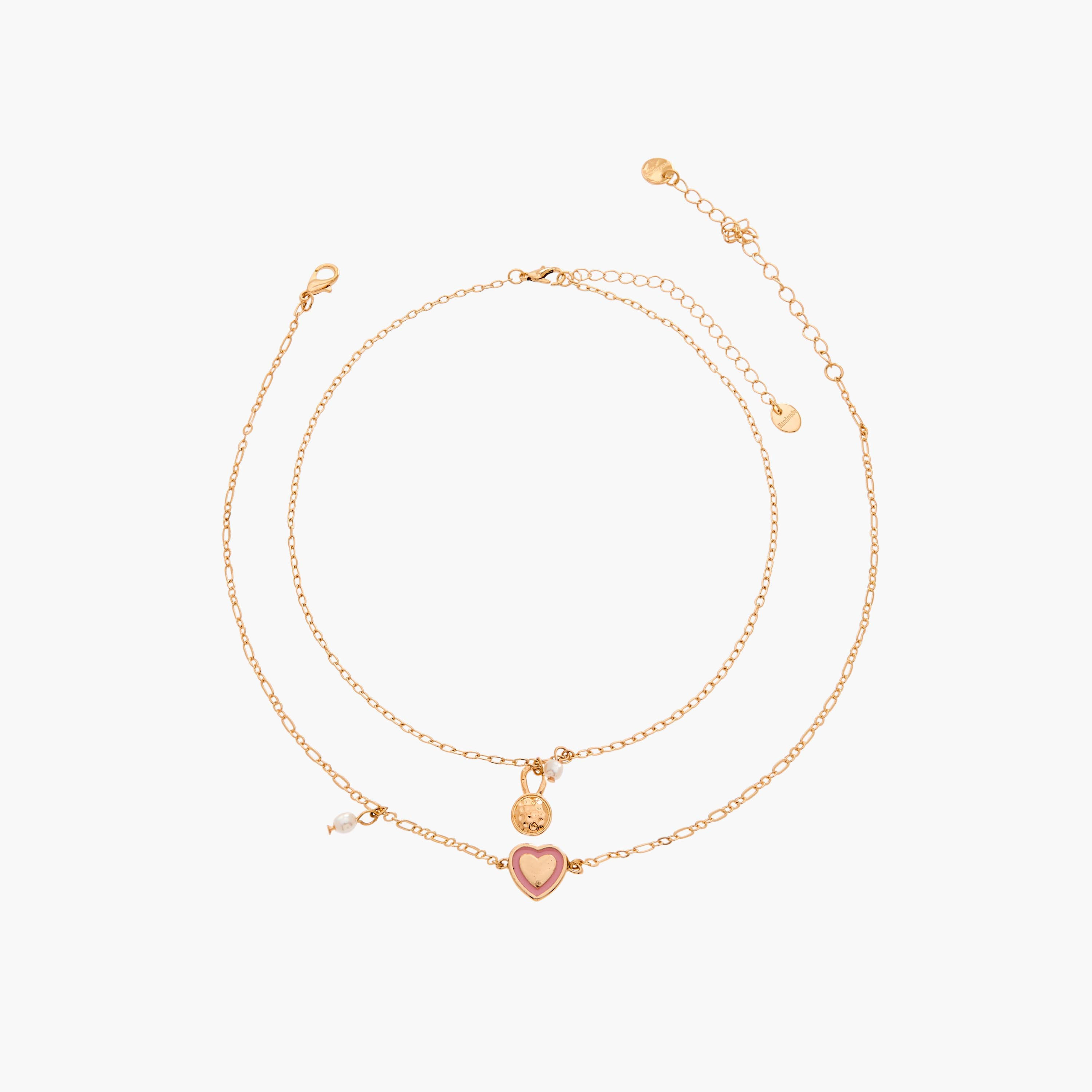 Pack of 2 Gold Tone Necklace with Heart Pendant-women-watchesandjewellery-jewellery-necklacesandpendants-image-1