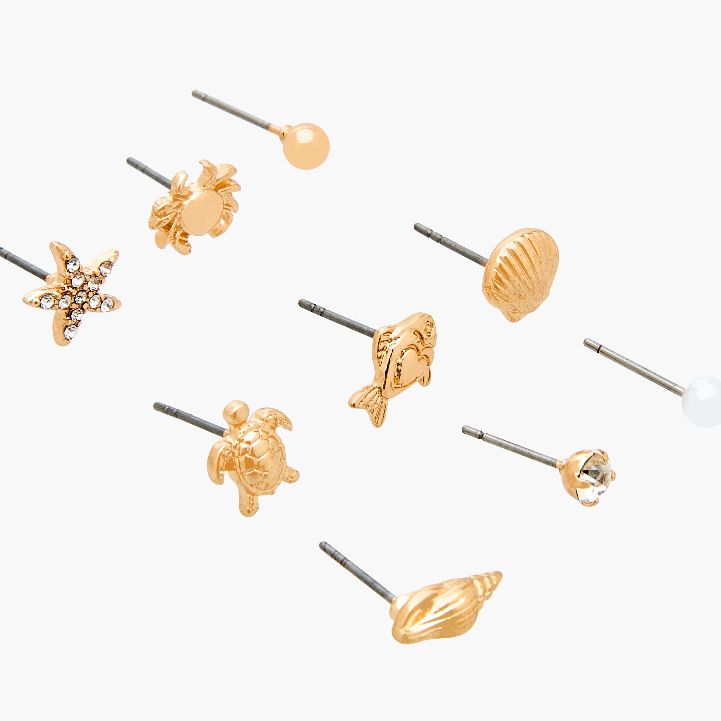 حلقان ميتاليك بمكبس إغلاق خلفي - طقم من 9 أزواج-women-watchesandjewellery-jewellery-earrings-image-3