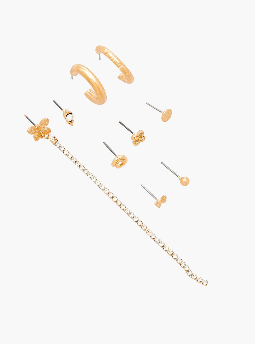 Pack of 9 Gold Tone Earrings with Pushback closure-women-watchesandjewellery-jewellery-earrings-image-2
