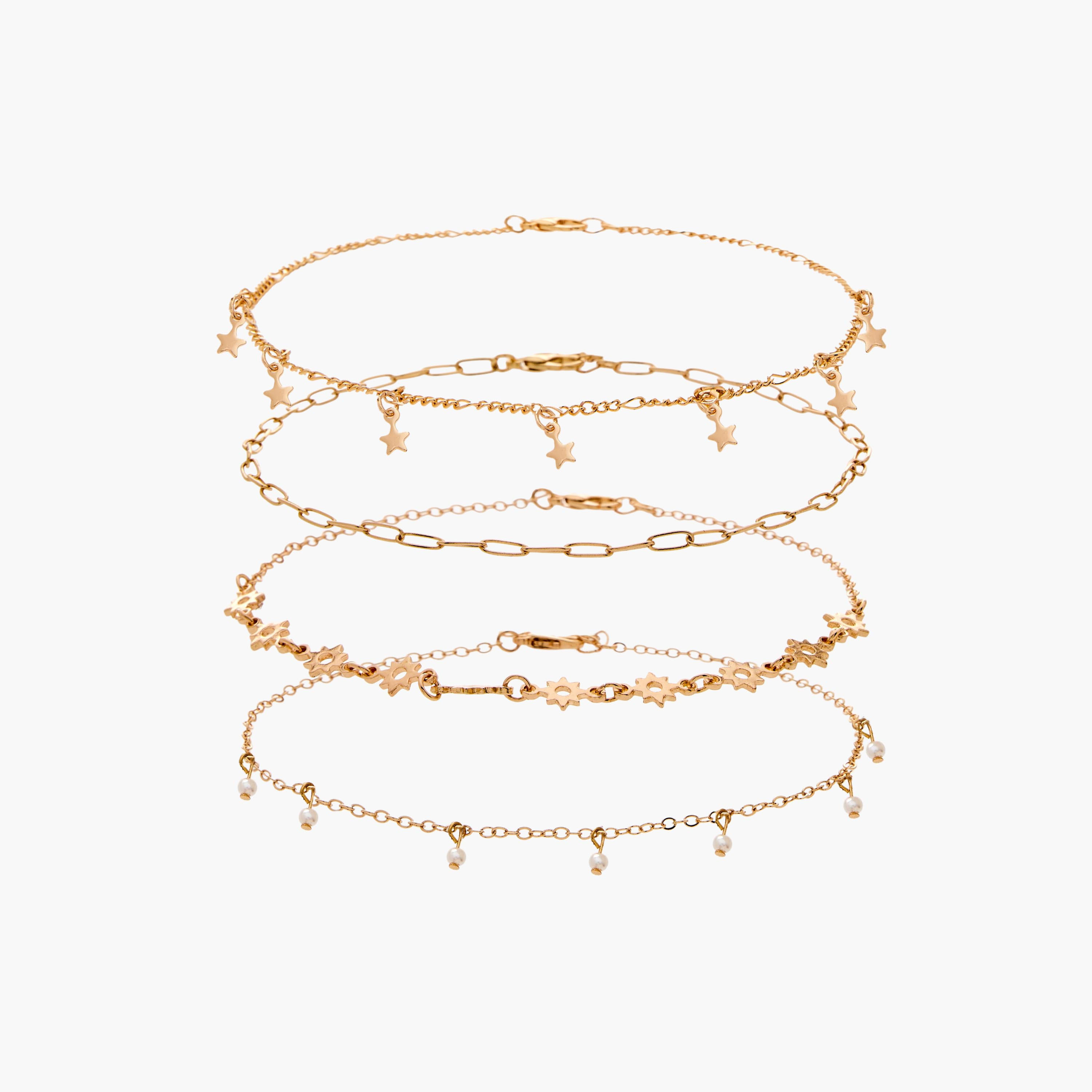 Pack of 4 Gold Tone Chain Anklet-women-watchesandjewellery-jewellery-anklets-image-1