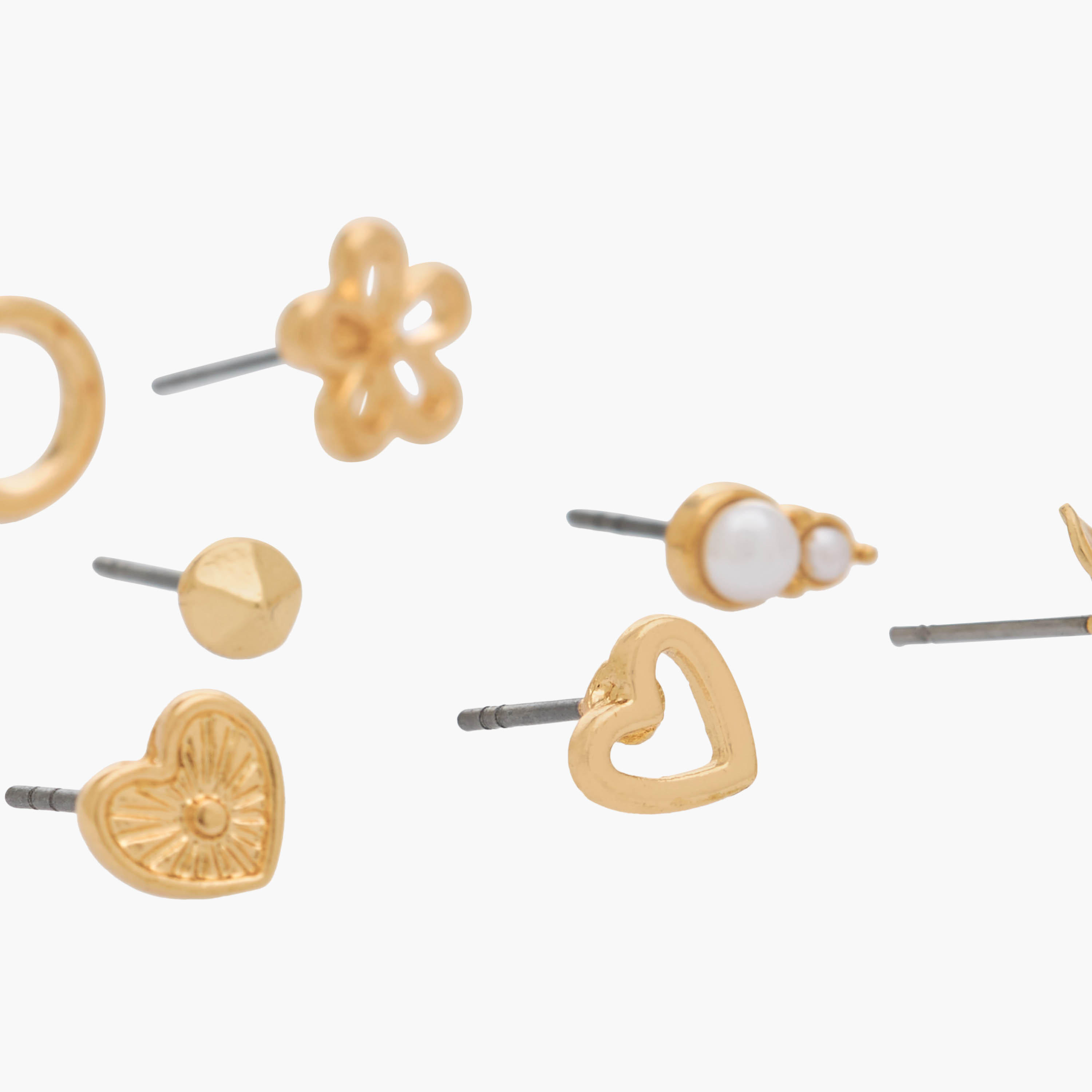 Pack of 9 Gold Tone Stud Earrings with Pushback Closure-women-watchesandjewellery-jewellery-earrings-image-4