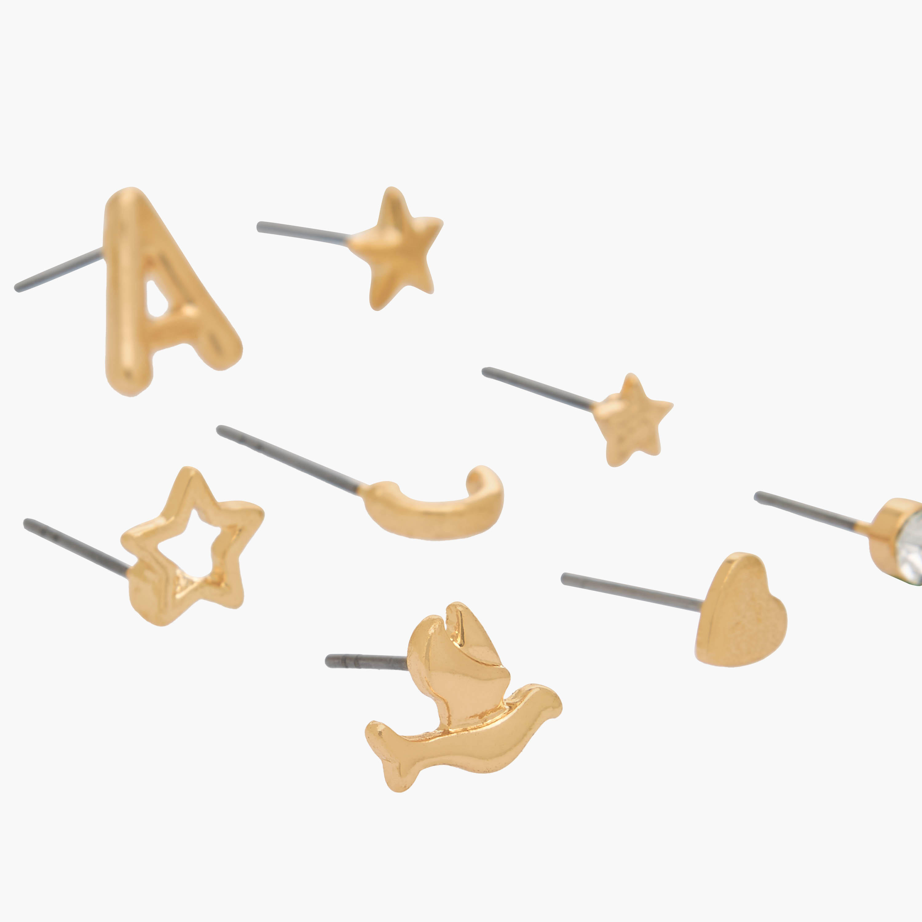 Pack of 9 Gold Tone Stud Earrings with Pushback Closure-women-watchesandjewellery-jewellery-earrings-image-4