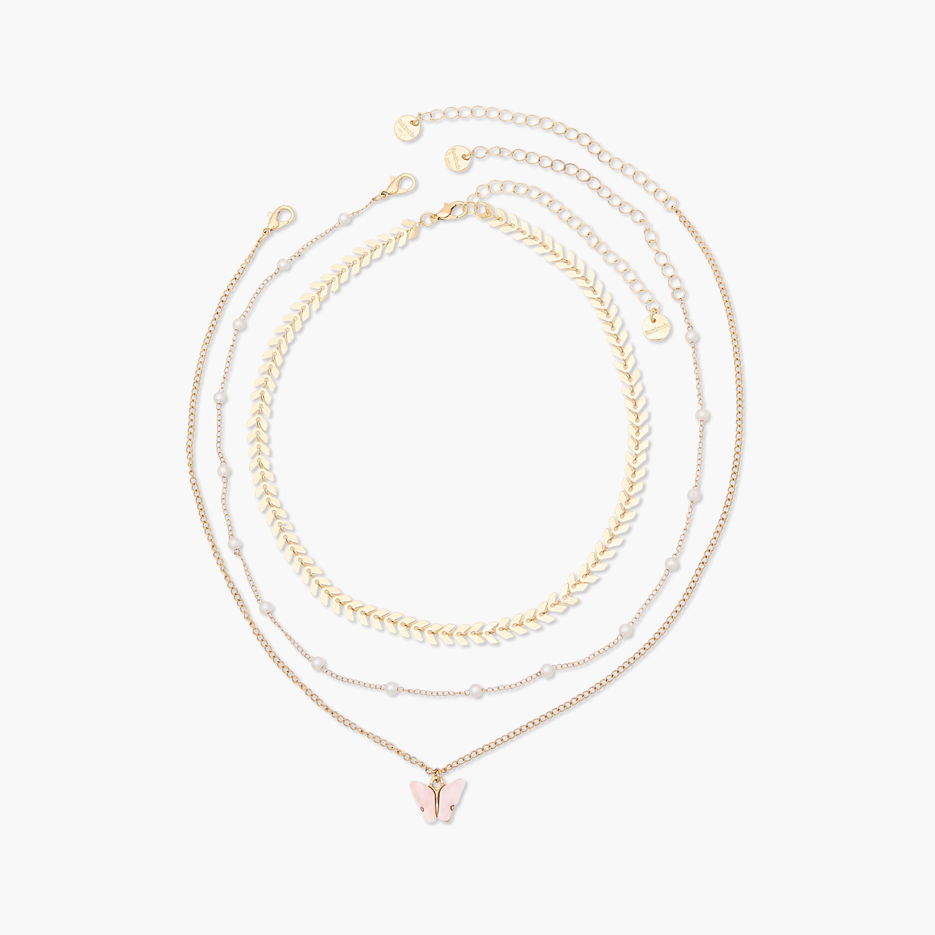 Pack of 3 Gold Tone Necklace with Butterfly Pendant-women-watchesandjewellery-jewellery-necklacesandpendants-image-1