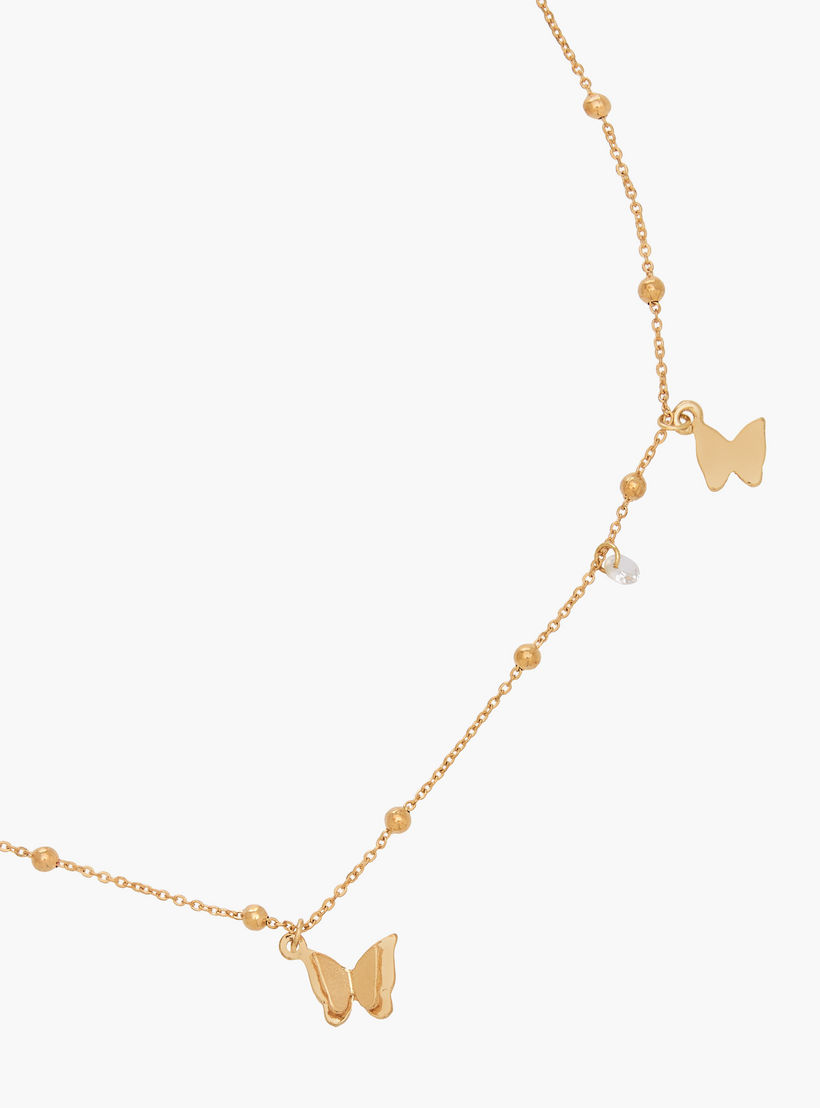 Gold Tone Necklace with Butterfly Pendant-women-watchesandjewellery-jewellery-necklacesandpendants-image-2