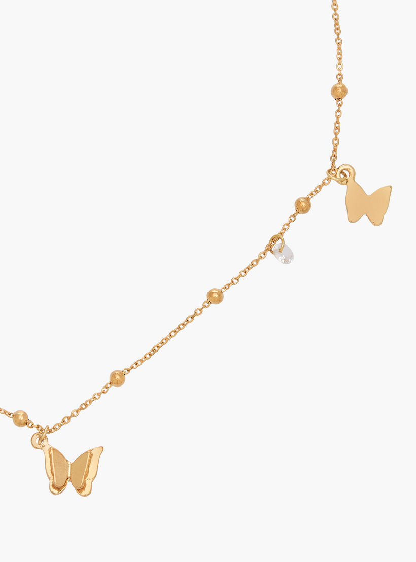 Gold Tone Necklace with Butterfly Pendant-women-watchesandjewellery-jewellery-necklacesandpendants-image-3