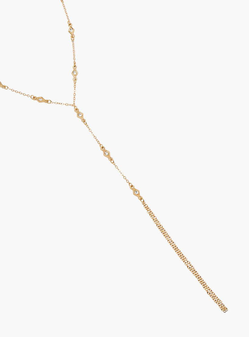 Gold Tone Necklace with Y Shaped Design-women-watchesandjewellery-jewellery-necklacesandpendants-image-2