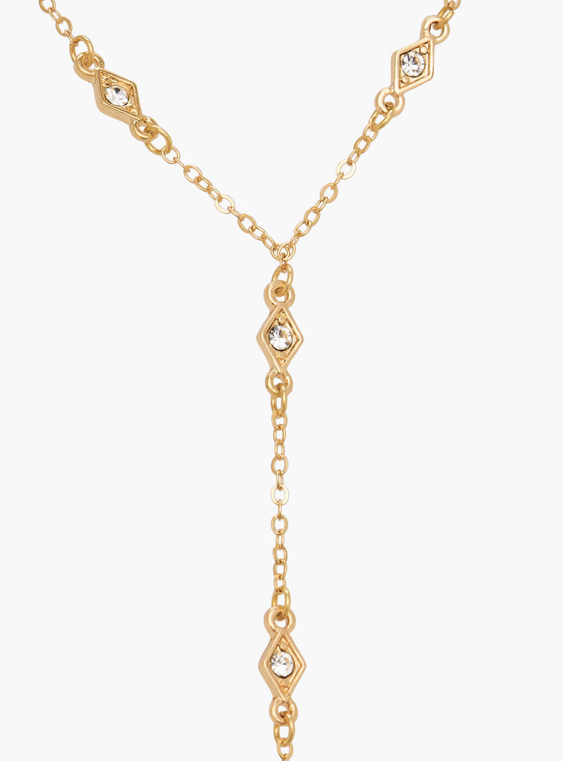 Gold Tone Necklace with Y Shaped Design-women-watchesandjewellery-jewellery-necklacesandpendants-image-3