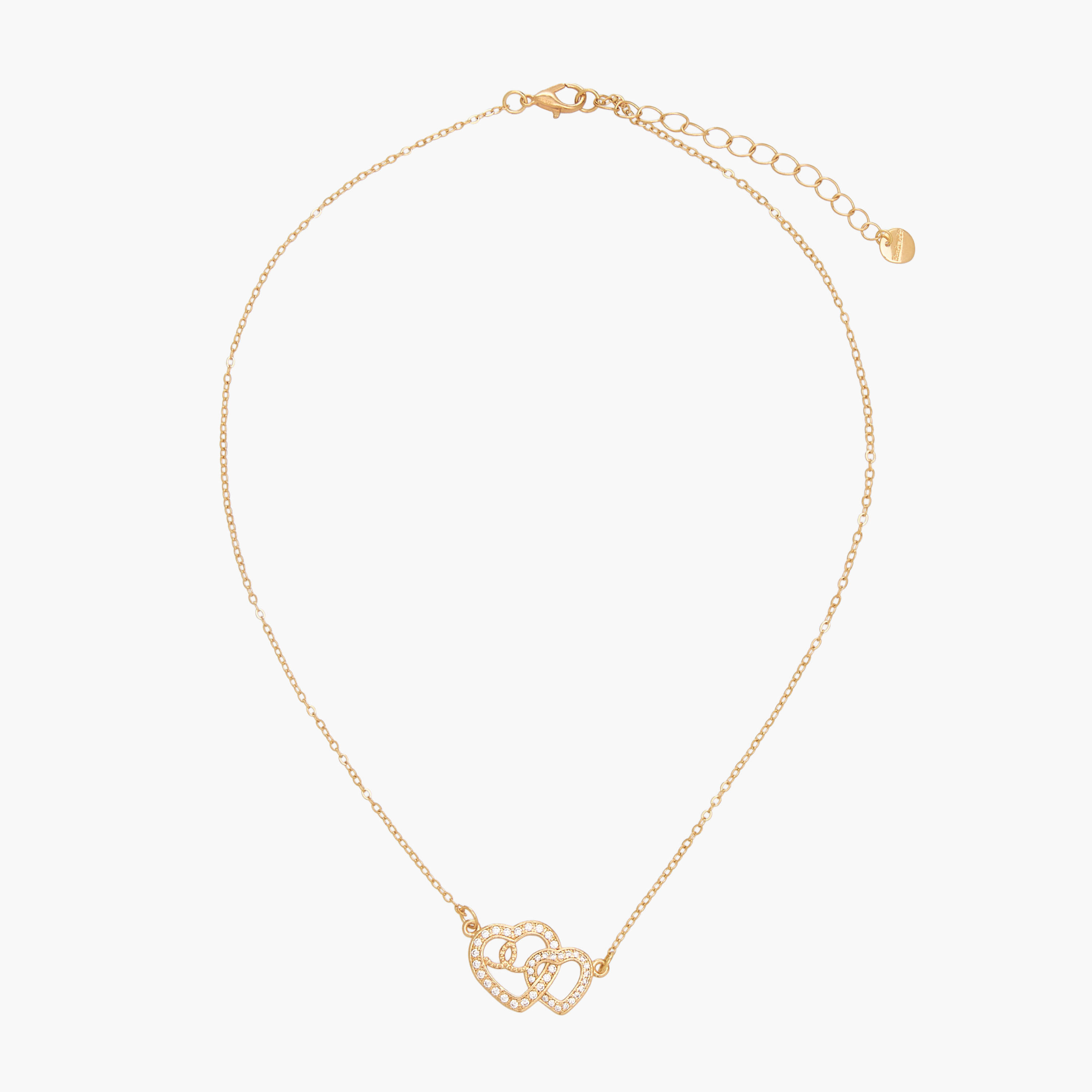 Gold Tone Necklace with Cubic Zirconia Heart Pendant-women-watchesandjewellery-jewellery-necklacesandpendants-image-1