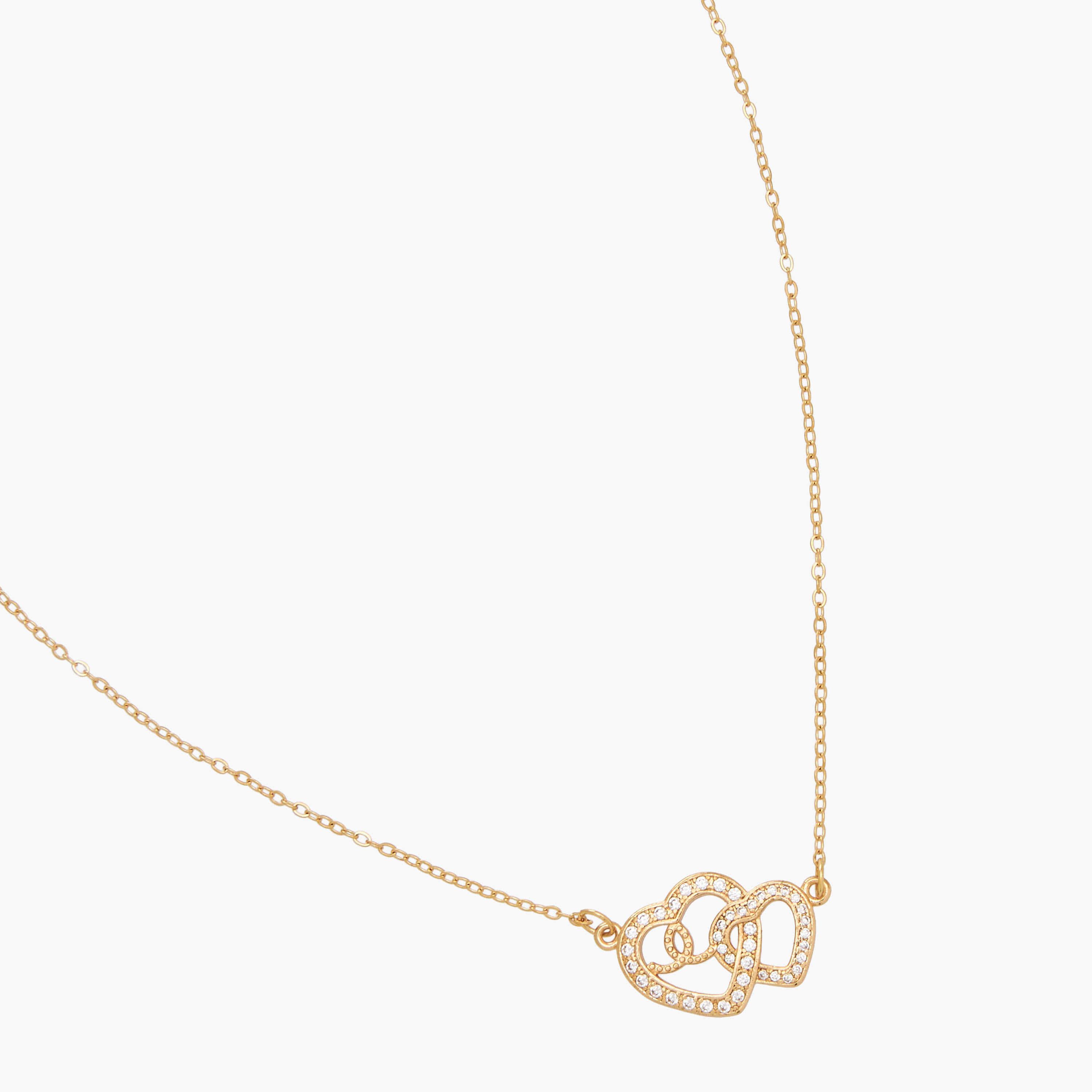 Gold Tone Necklace with Cubic Zirconia Heart Pendant-women-watchesandjewellery-jewellery-necklacesandpendants-image-2