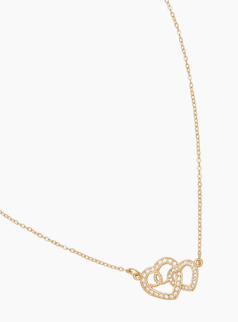 Gold Tone Necklace with Cubic Zirconia Heart Pendant-women-watchesandjewellery-jewellery-necklacesandpendants-image-2