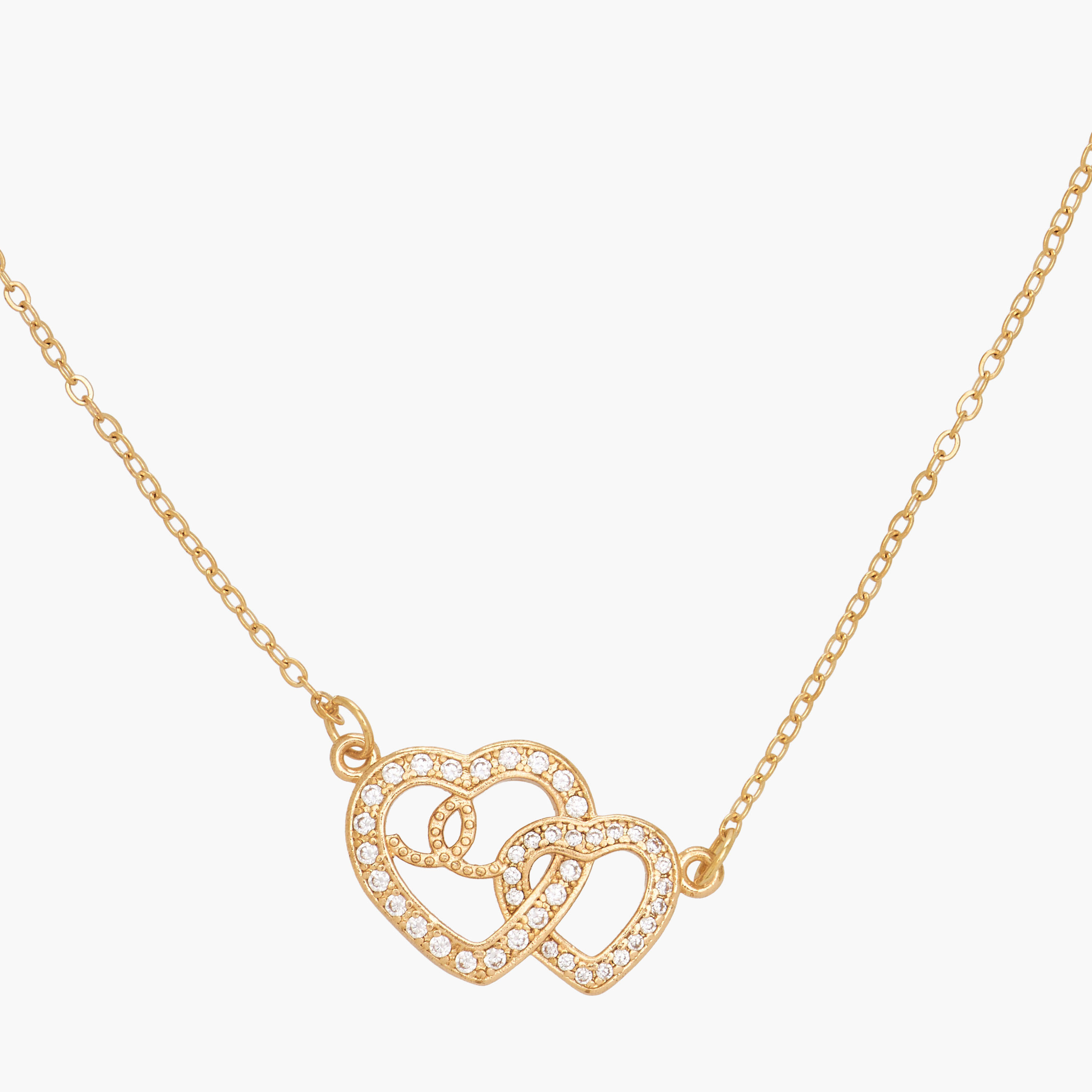 Gold Tone Necklace with Cubic Zirconia Heart Pendant-women-watchesandjewellery-jewellery-necklacesandpendants-image-3