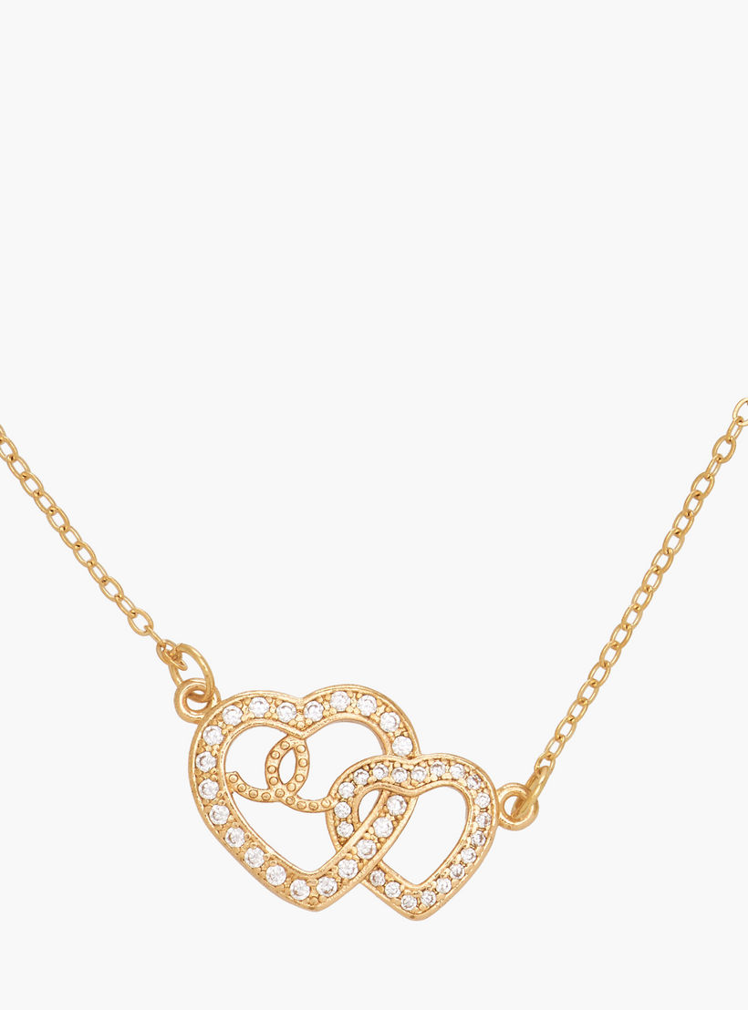 Gold Tone Necklace with Cubic Zirconia Heart Pendant-women-watchesandjewellery-jewellery-necklacesandpendants-image-3
