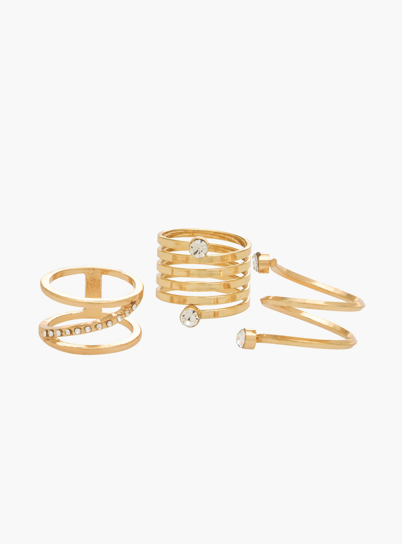 Pack of 3 Gold Tone Ring with Stone Embellishments-women-watchesandjewellery-jewellery-rings-image-2