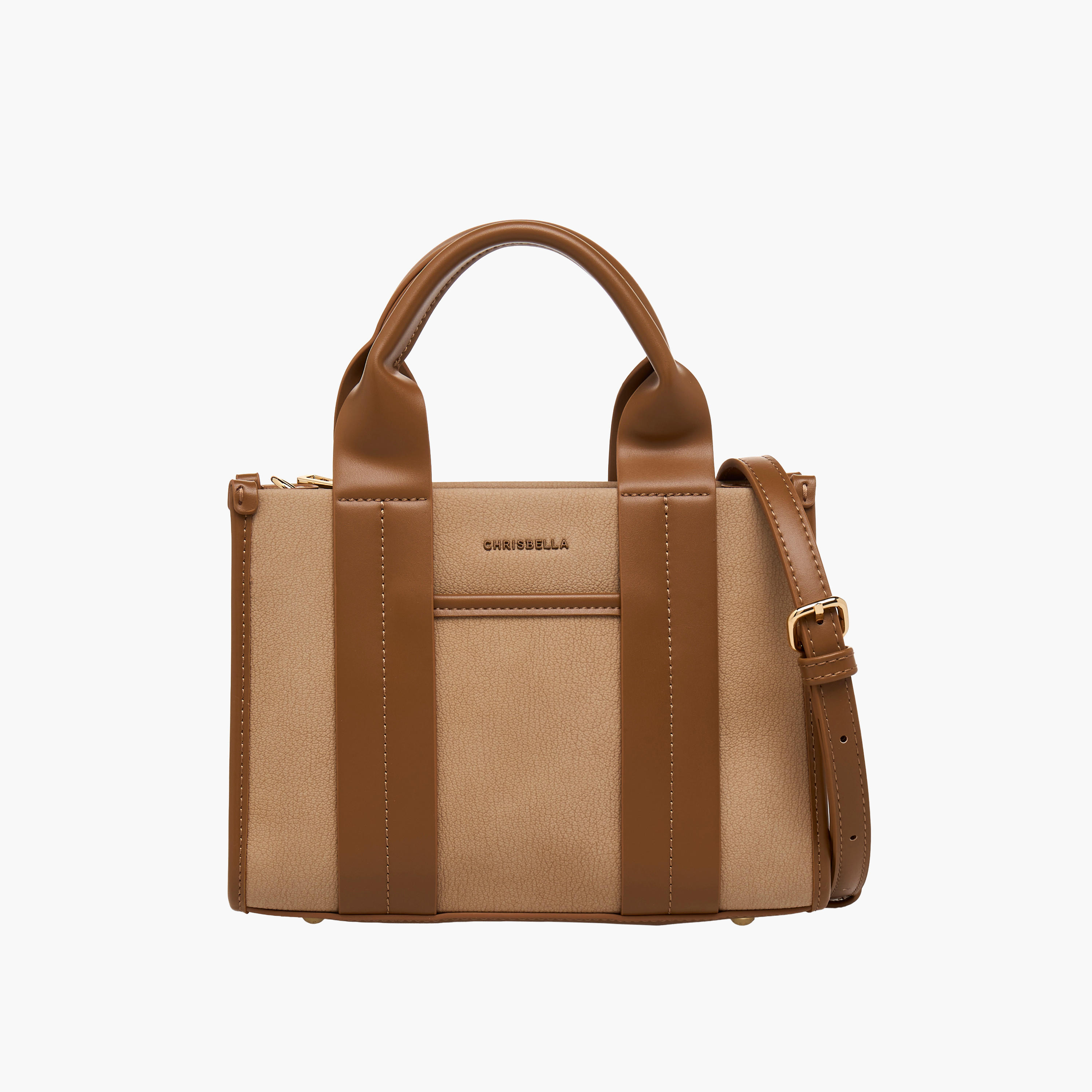 Chrisbella Panelled Tote Bag with Zip Closure-women-bagsandwallets-handbags-image-1