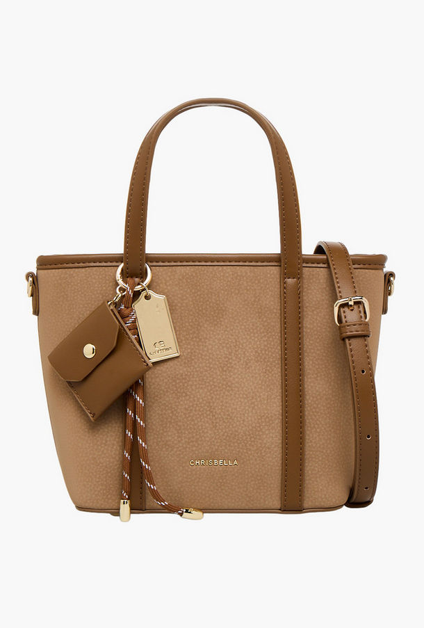 Chrisbella Textured Tote Bag with Zip Closure-women-image-1