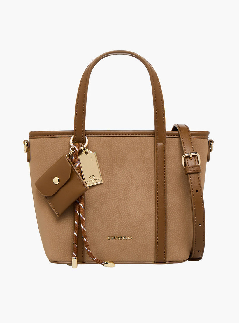 Chrisbella Textured Tote Bag with Zip Closure-women-bagsandwallets-handbags-image-1