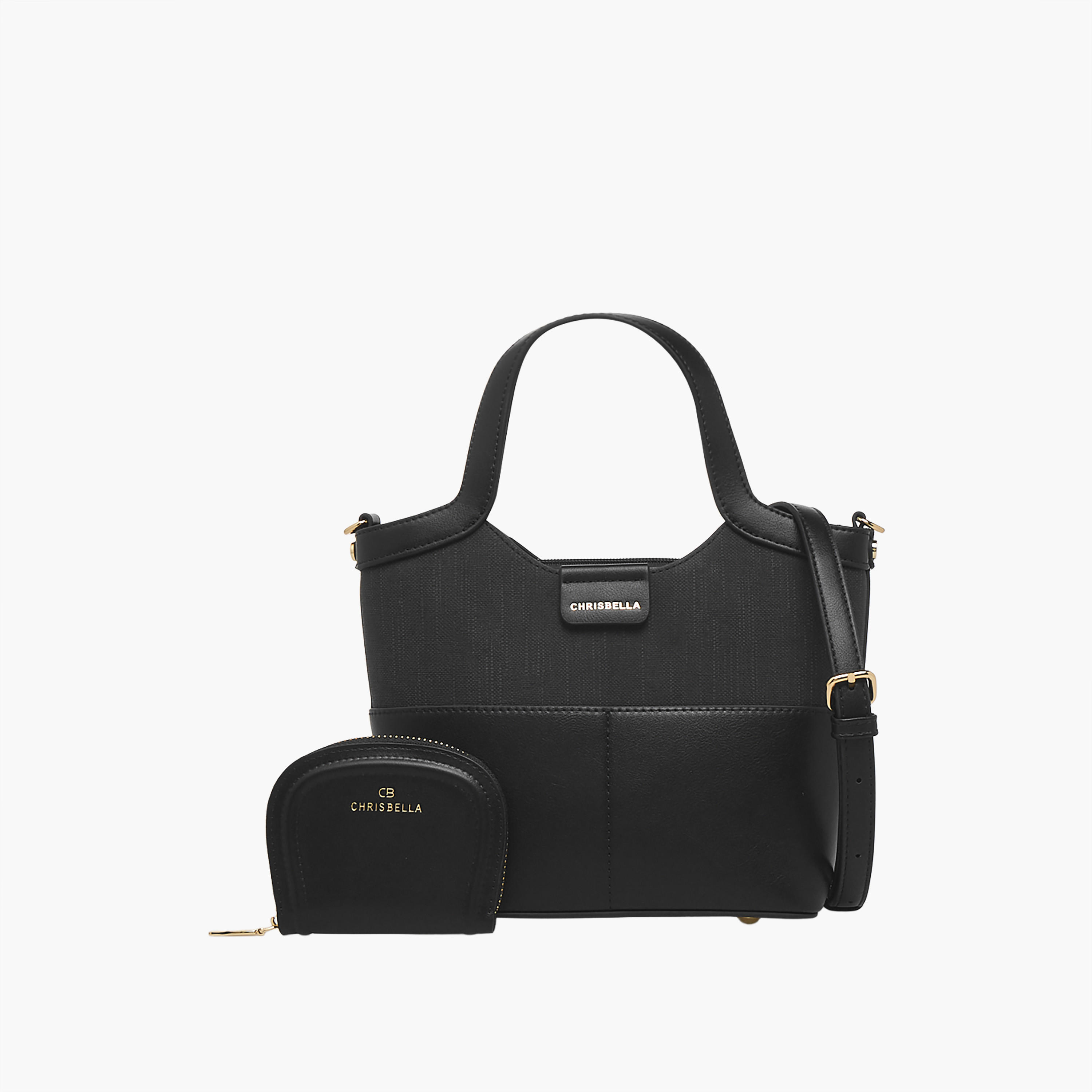 Chrisbella Textured Tote Bag with Coin Pouch-women-bagsandwallets-handbags-image-1