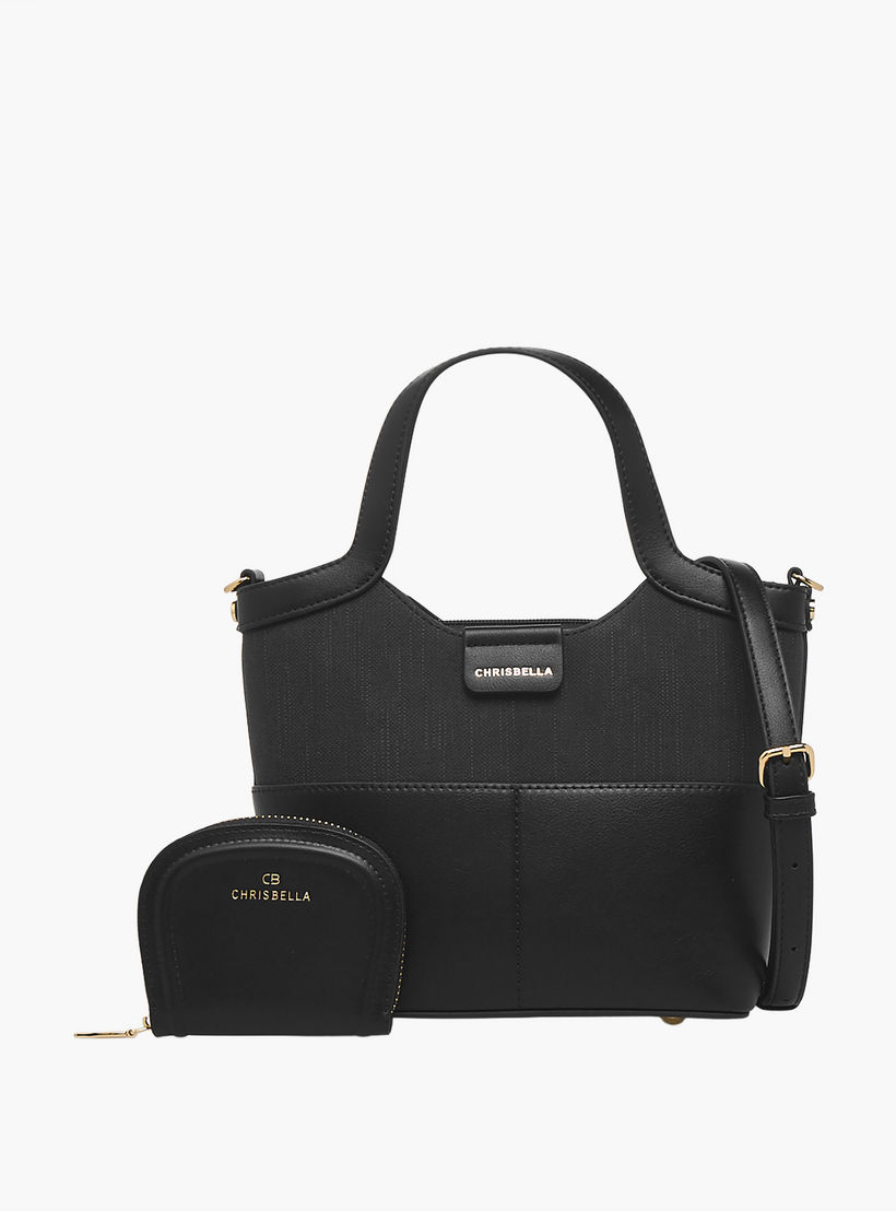 Chrisbella Textured Tote Bag with Coin Pouch-women-bagsandwallets-handbags-image-1