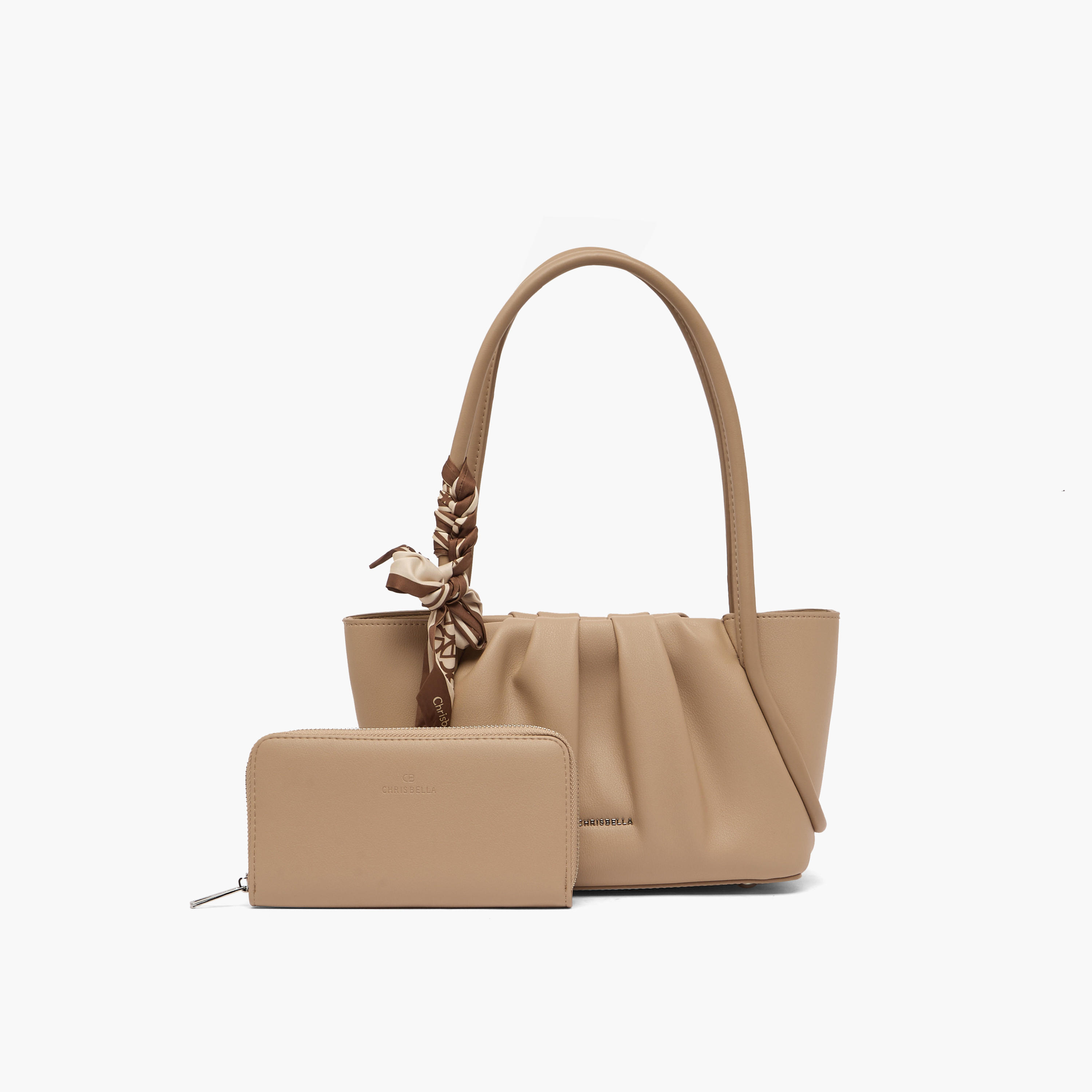 Chrisbella Pleated Tote Bag with Zip Around Wallet-women-bagsandwallets-handbags-image-1