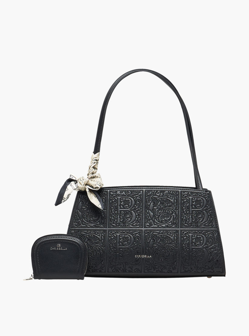 شنطة توتي بنقوش مونوجرام ومحفظة من كريسبيلا-women-bagsandwallets-handbags-image-1