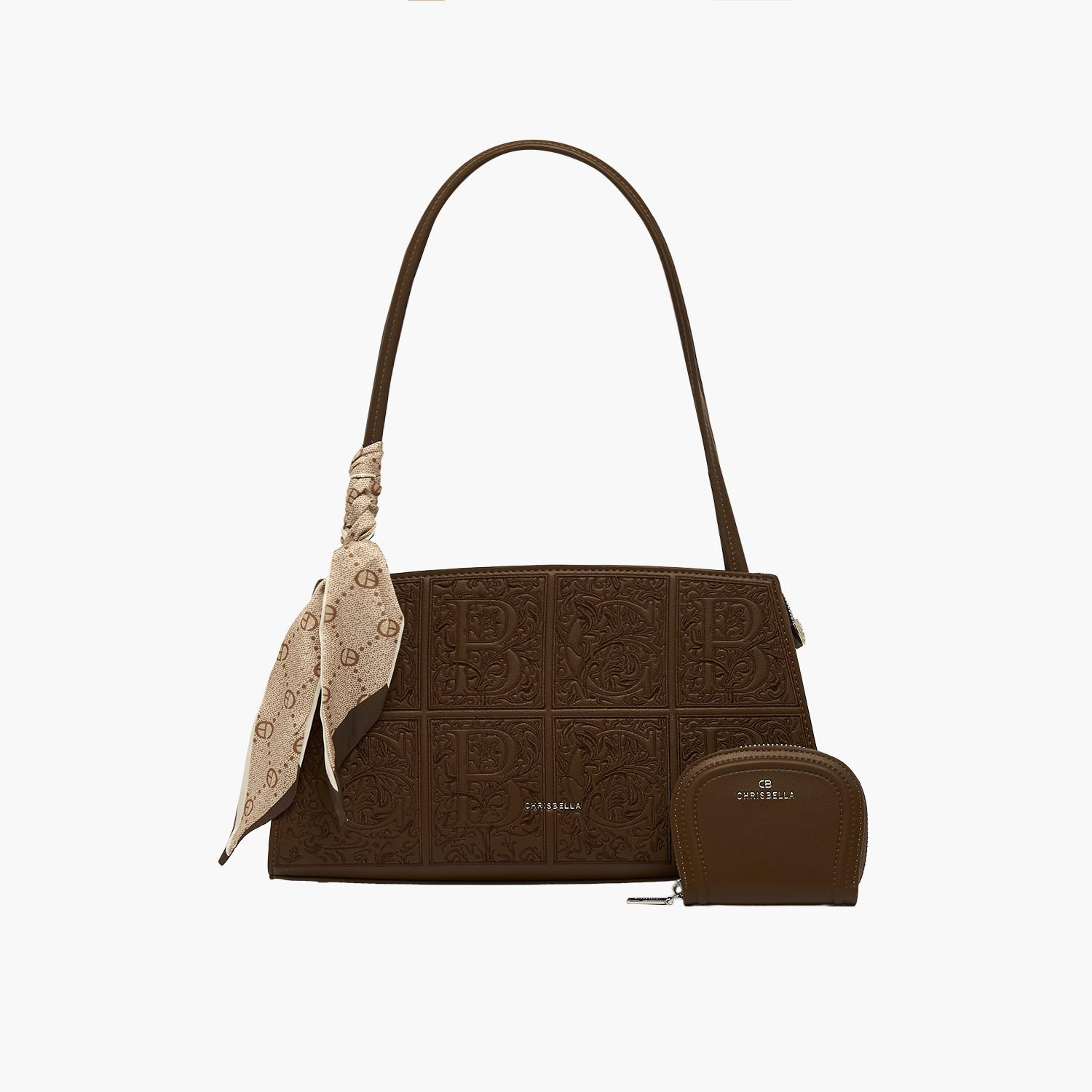 Chrisbella Textured Shoulder Bag with Pouch-women-bagsandwallets-handbags-image-1