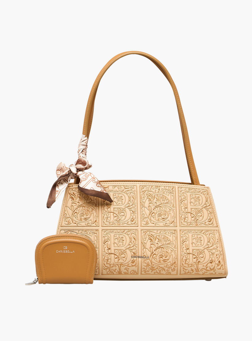 شنطة كتف بارزة الملمس مع محفظة من كريسبيلا-women-bagsandwallets-handbags-image-1