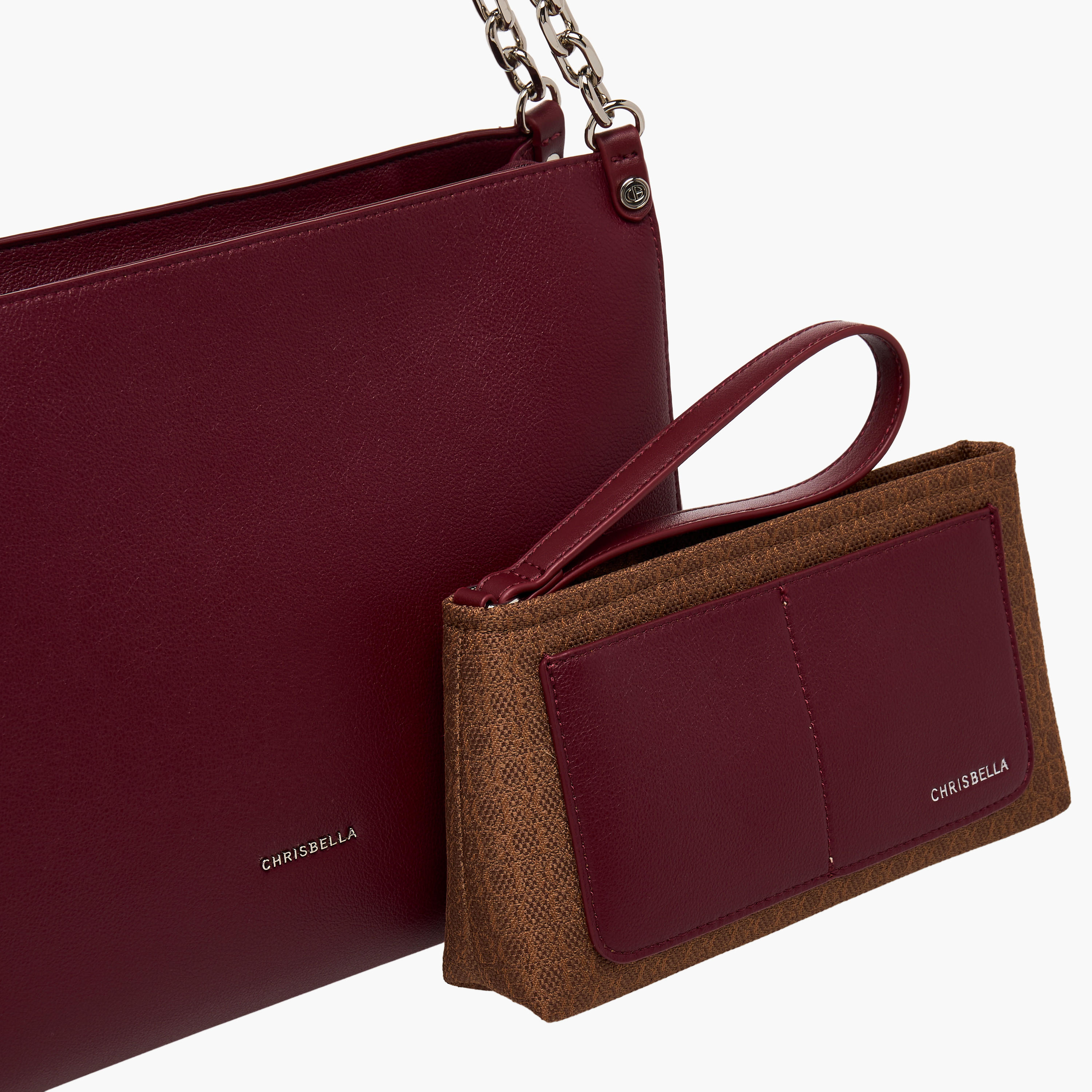 Chrisbella Textured Shoulder Bag with Pouch-women-bagsandwallets-handbags-image-6