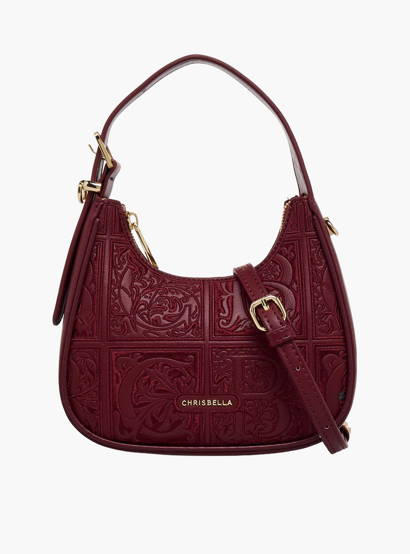 Chrisbella Embroidered Hobo Bag with Zip Closure-women-bagsandwallets-handbags-image-1