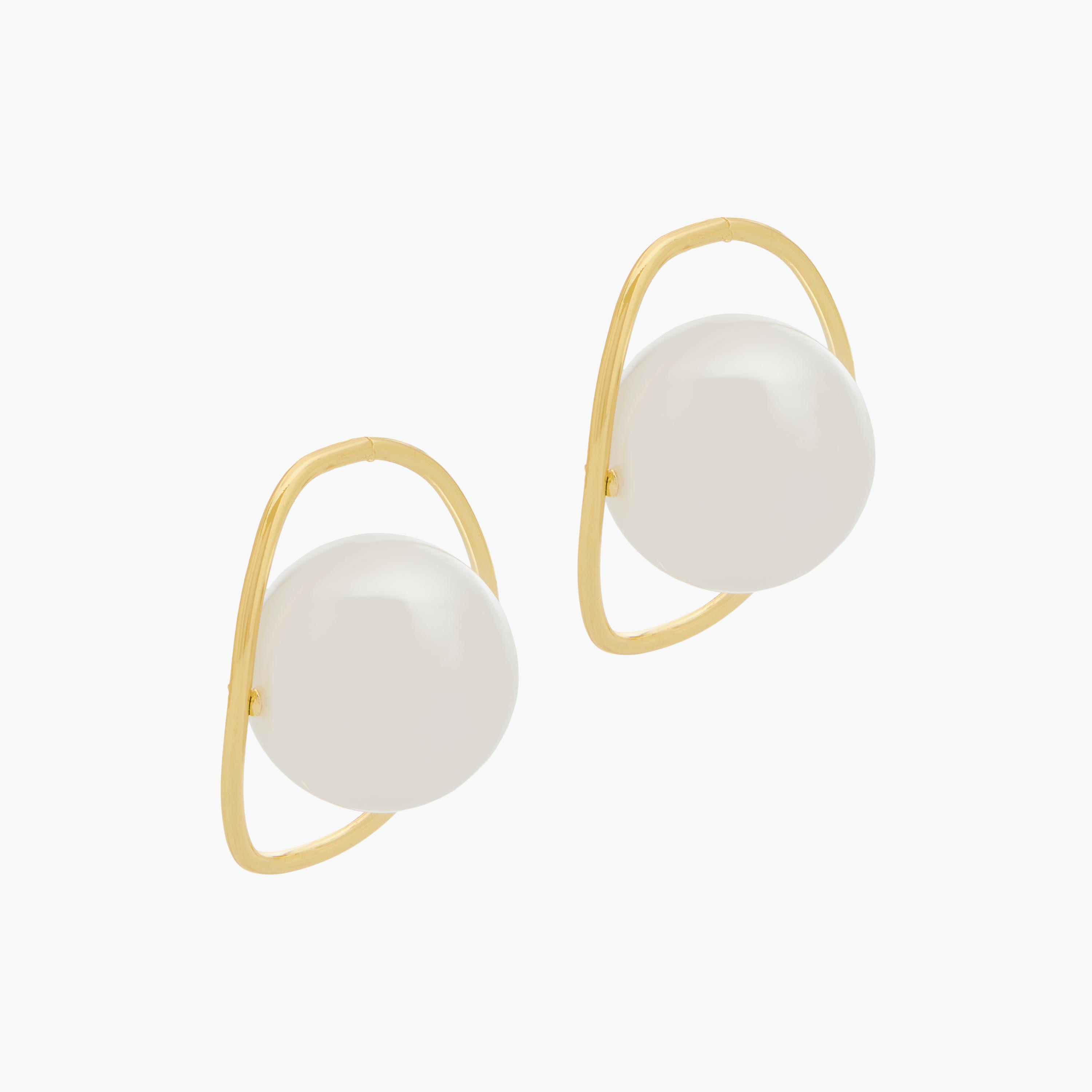 Gold Tone Pearl Embellished Stud Earrings with Pushback closure-women-watchesandjewellery-jewellery-earrings-image-2