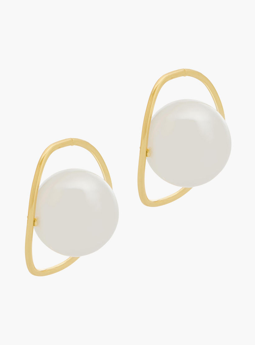 Gold Tone Pearl Embellished Stud Earrings with Pushback closure-women-watchesandjewellery-jewellery-earrings-image-2