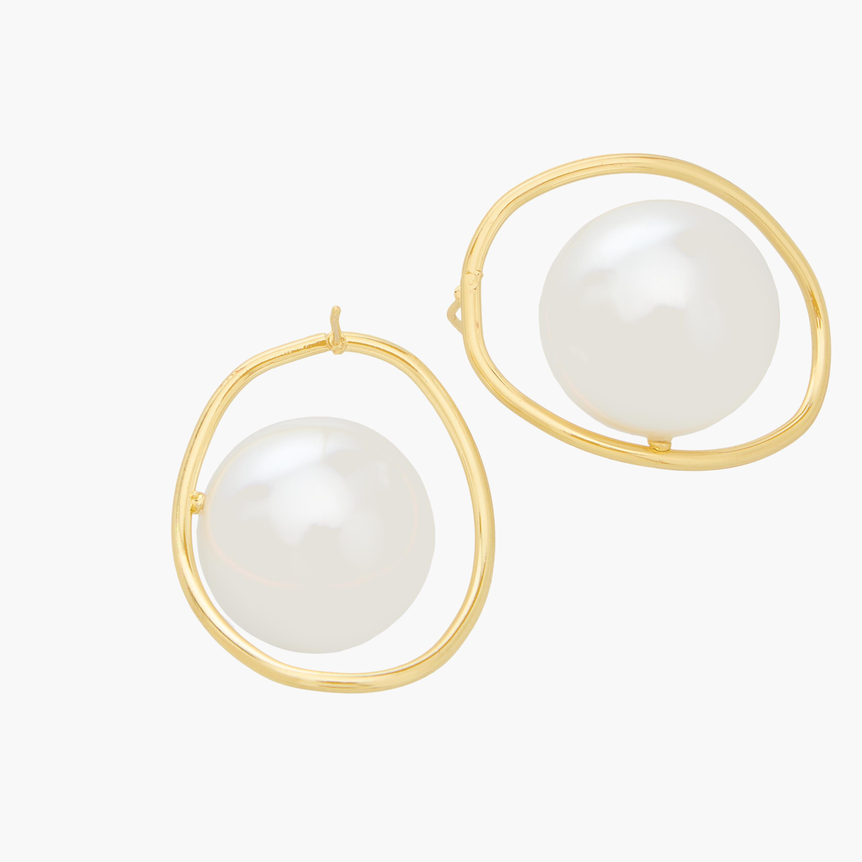 Gold Tone Pearl Embellished Stud Earrings with Pushback closure-women-watchesandjewellery-jewellery-earrings-image-3