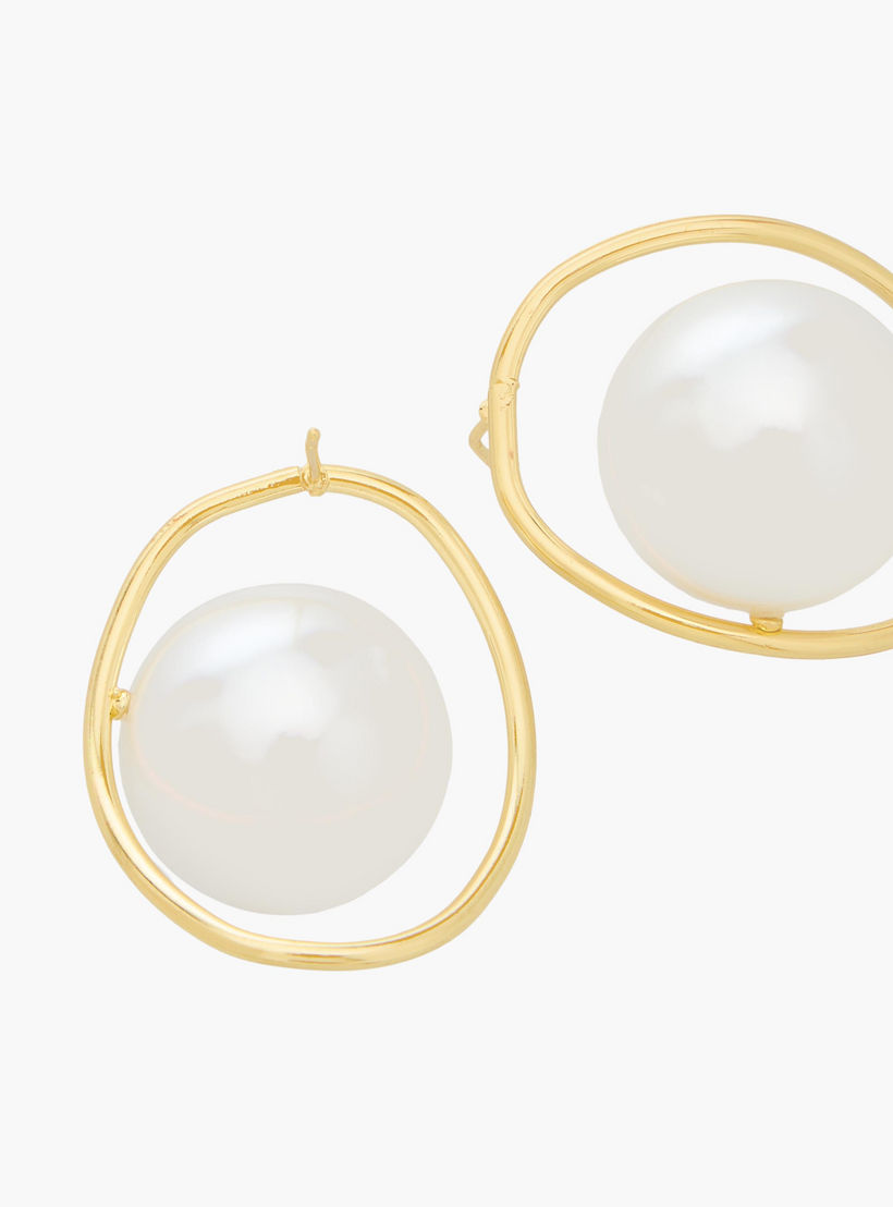 Gold Tone Pearl Embellished Stud Earrings with Pushback closure-women-watchesandjewellery-jewellery-earrings-image-3