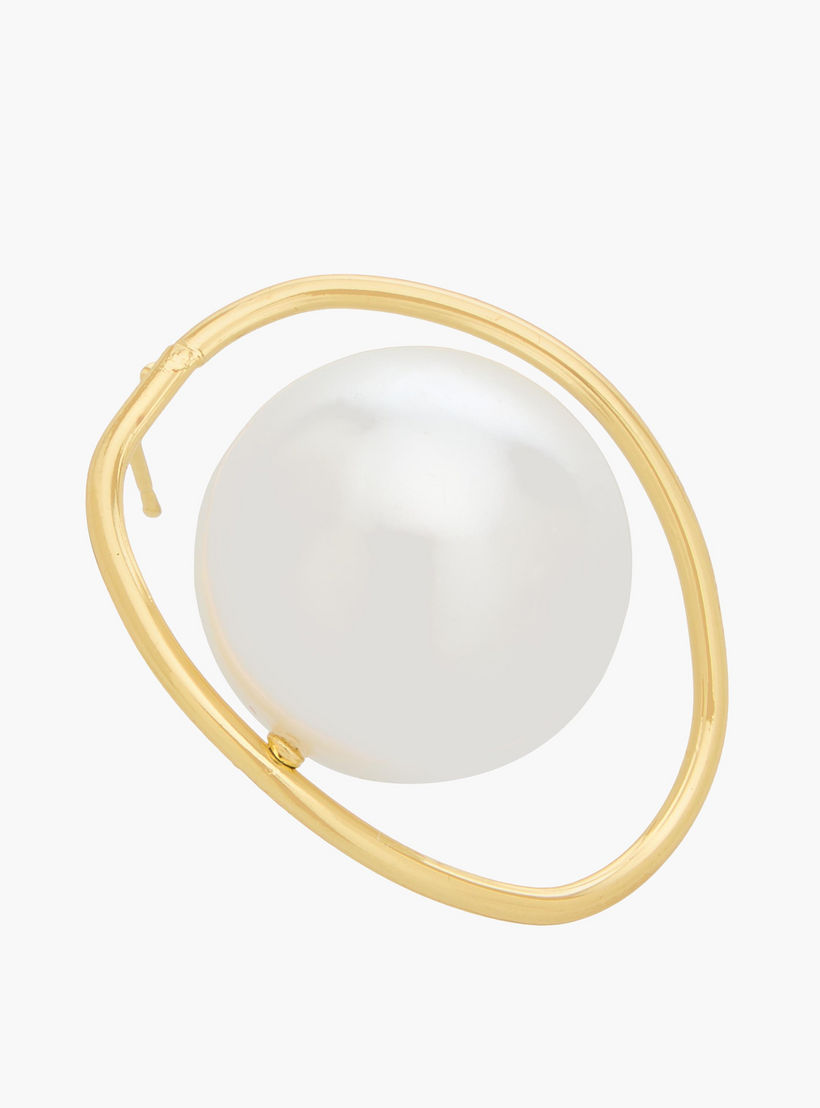 Gold Tone Pearl Embellished Stud Earrings with Pushback closure-women-watchesandjewellery-jewellery-earrings-image-4