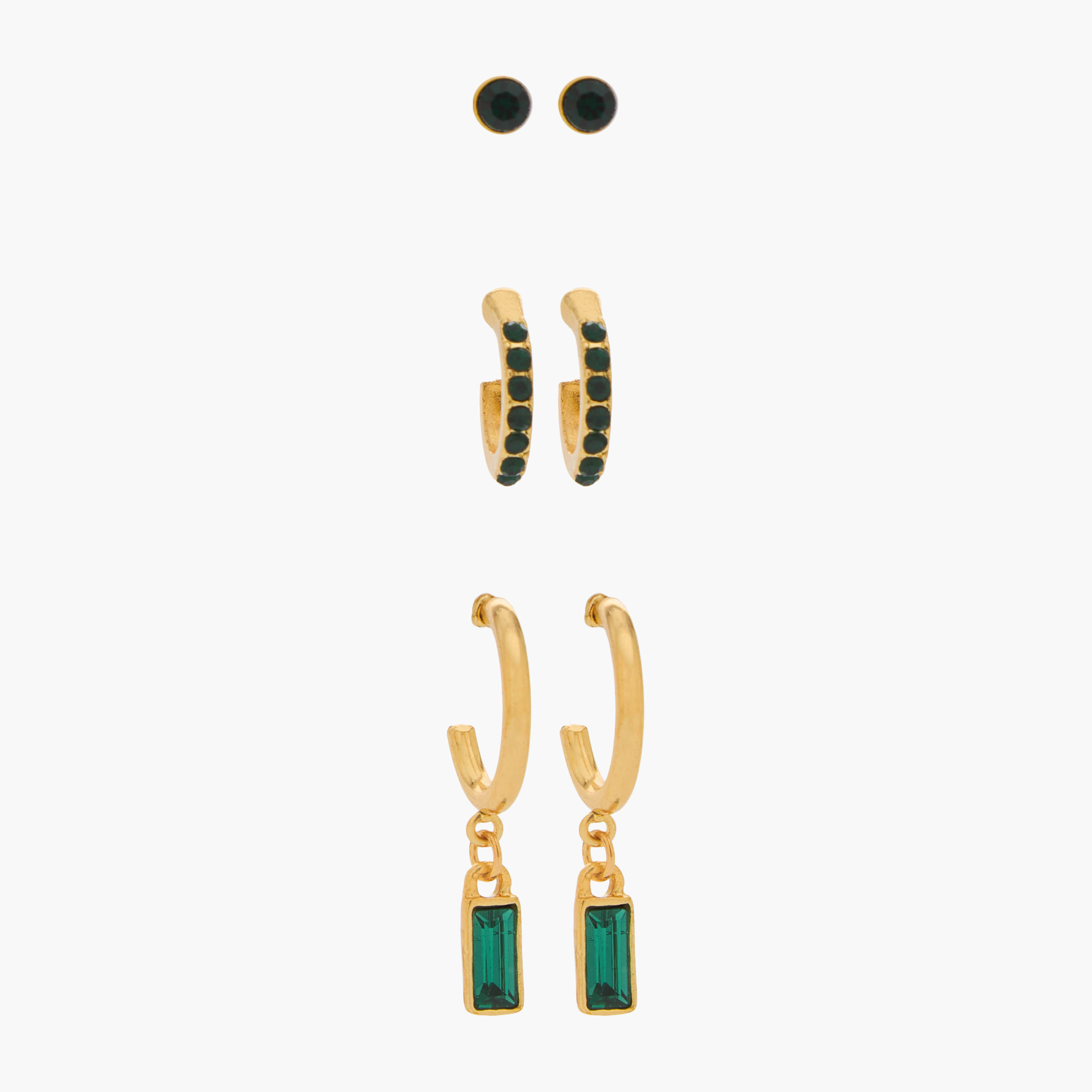 Pack of 3 Gold Tone Embellished Earrings with Pushback Closure-women-watchesandjewellery-jewellery-earrings-image-1