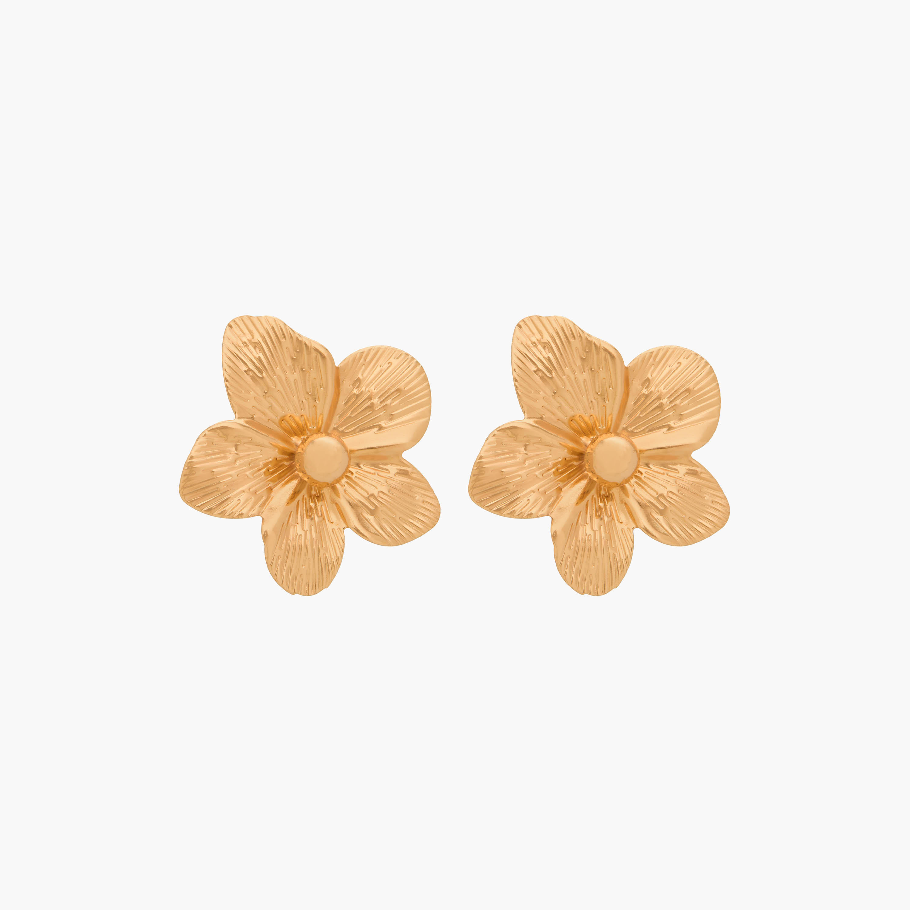 Gold Tone Textured Floral Shaped Earrings with Pushback Closure-women-watchesandjewellery-jewellery-earrings-image-4
