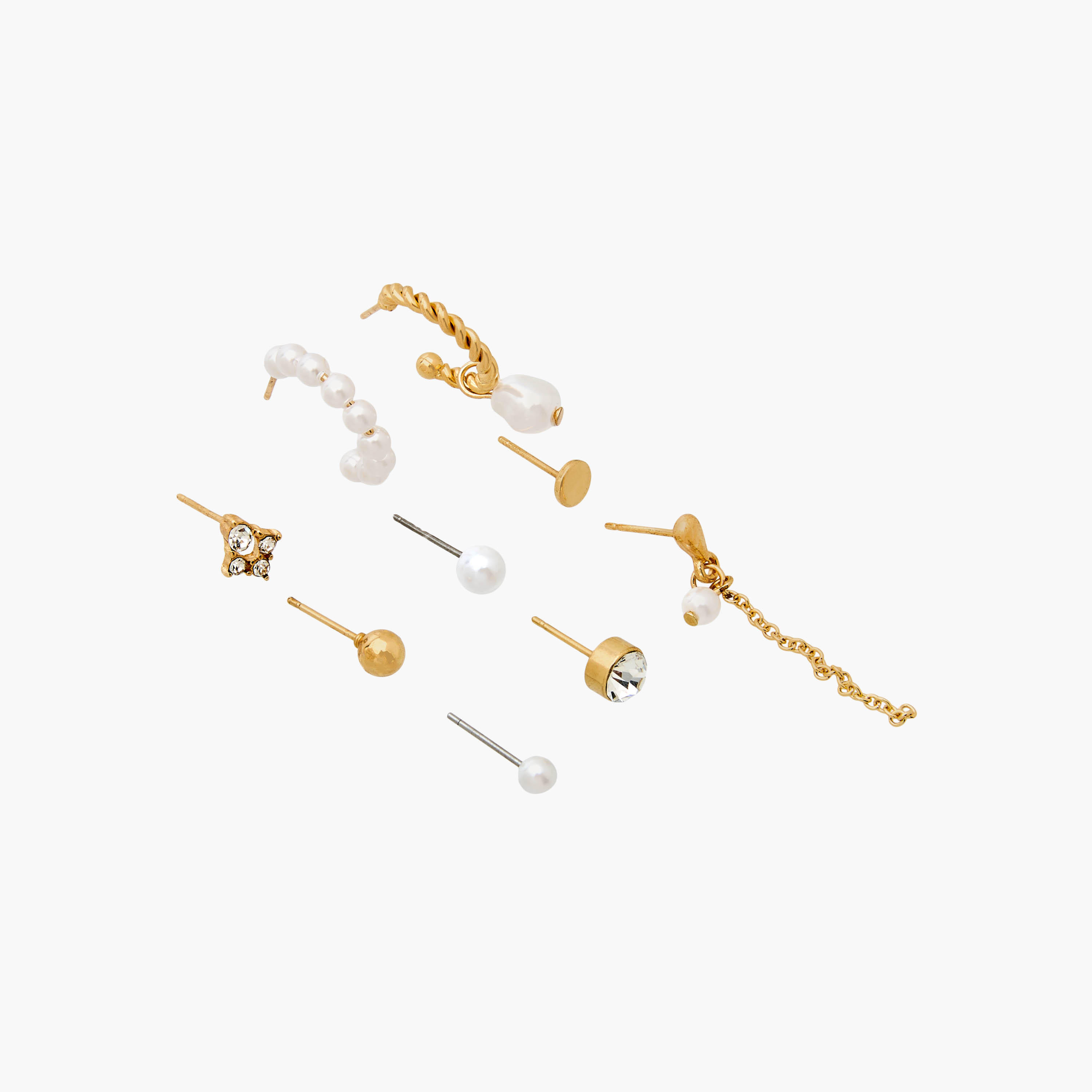 Pack of 9 Gold Tone Embellished Earrings with Pushback closure-women-watchesandjewellery-jewellery-earrings-image-2