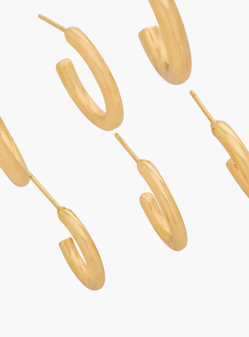 حلقان حلقية بلون ذهبي ومكبس إغلاق - عبوة 6 أزواج-women-watchesandjewellery-jewellery-earrings-image-3