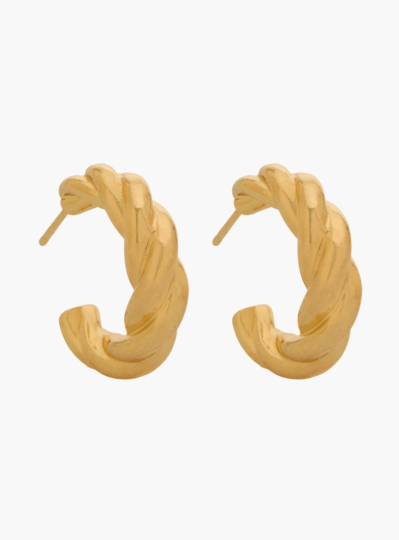 Pack of 3 Gold Tone Textured Hoop Earrings with Pushback Closure-women-watchesandjewellery-jewellery-earrings-image-2