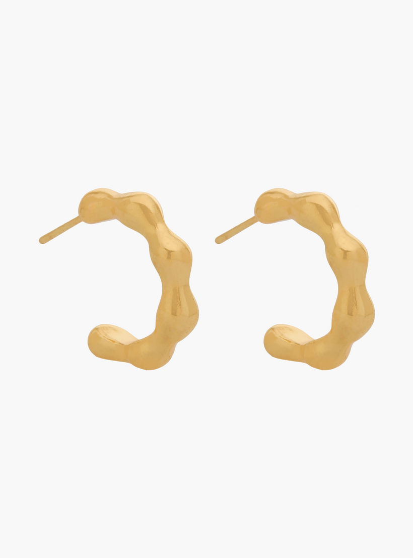 Pack of 3 Gold Tone Textured Hoop Earrings with Pushback Closure-women-watchesandjewellery-jewellery-earrings-image-3