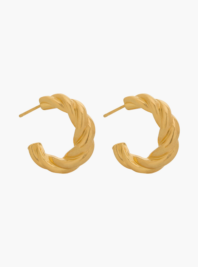 Pack of 3 Gold Tone Textured Hoop Earrings with Pushback Closure-women-watchesandjewellery-jewellery-earrings-image-6