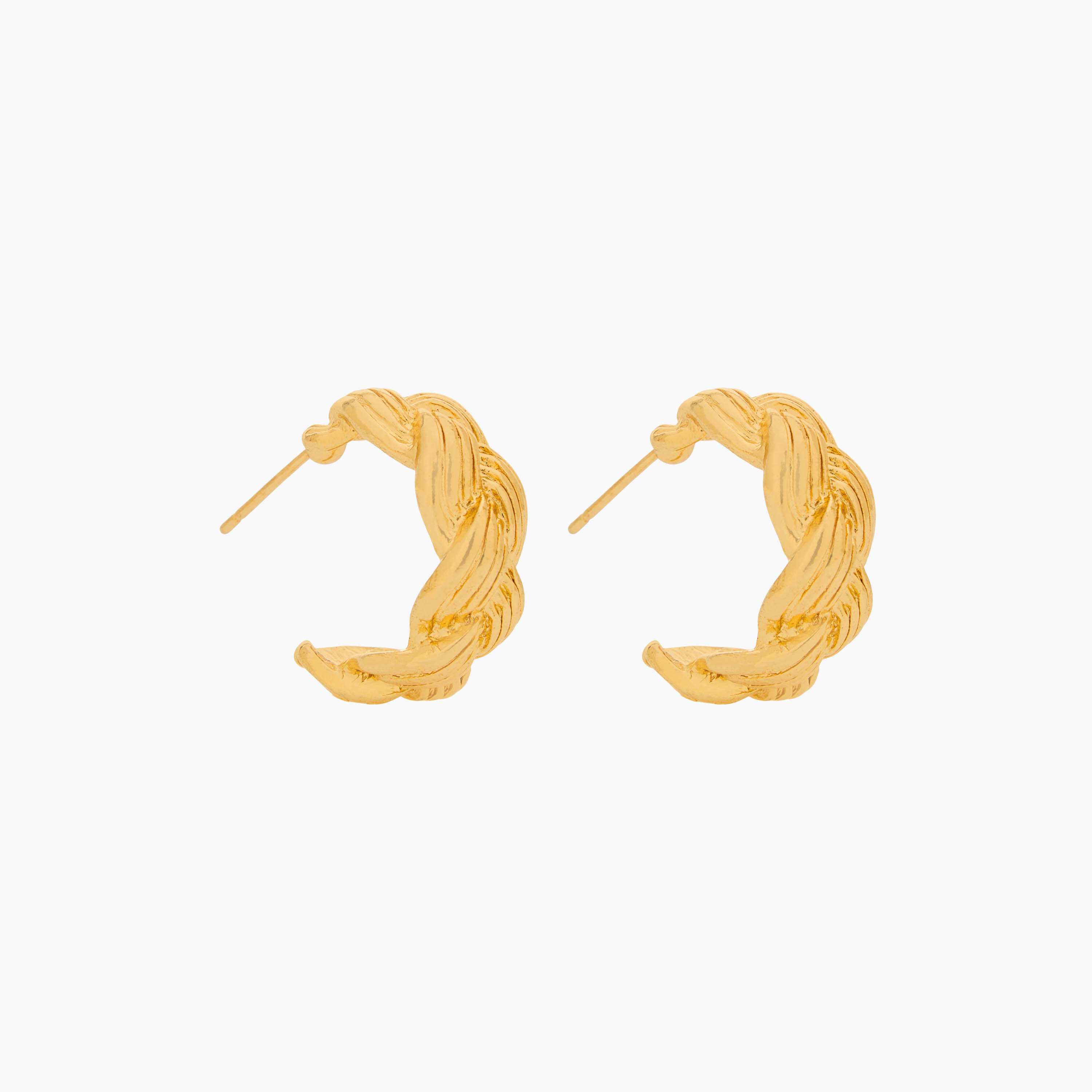 Pack of 3 Gold Tone Textured Hoop Earrings with Pushback Closure-women-watchesandjewellery-jewellery-earrings-image-2