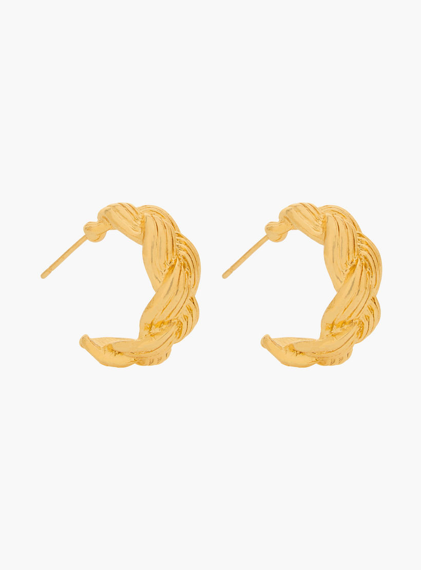 Pack of 3 Gold Tone Textured Hoop Earrings with Pushback Closure-women-watchesandjewellery-jewellery-earrings-image-2