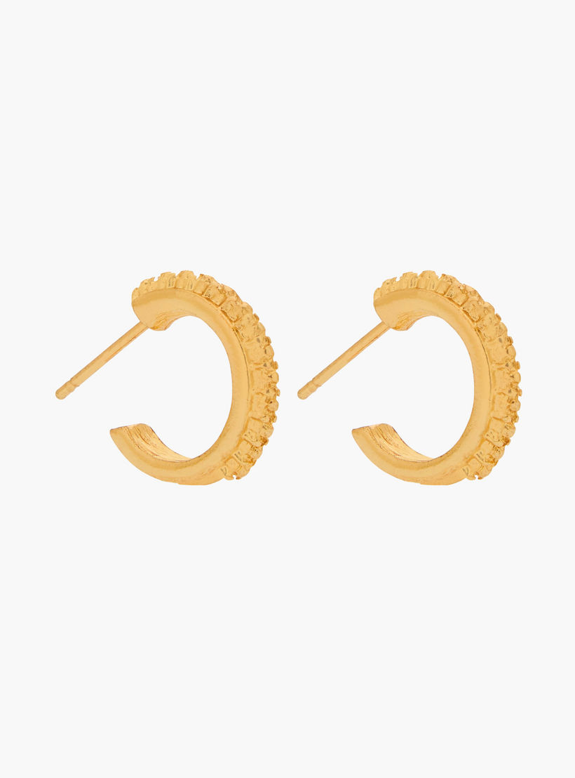 Pack of 3 Gold Tone Textured Hoop Earrings with Pushback Closure-women-watchesandjewellery-jewellery-earrings-image-3