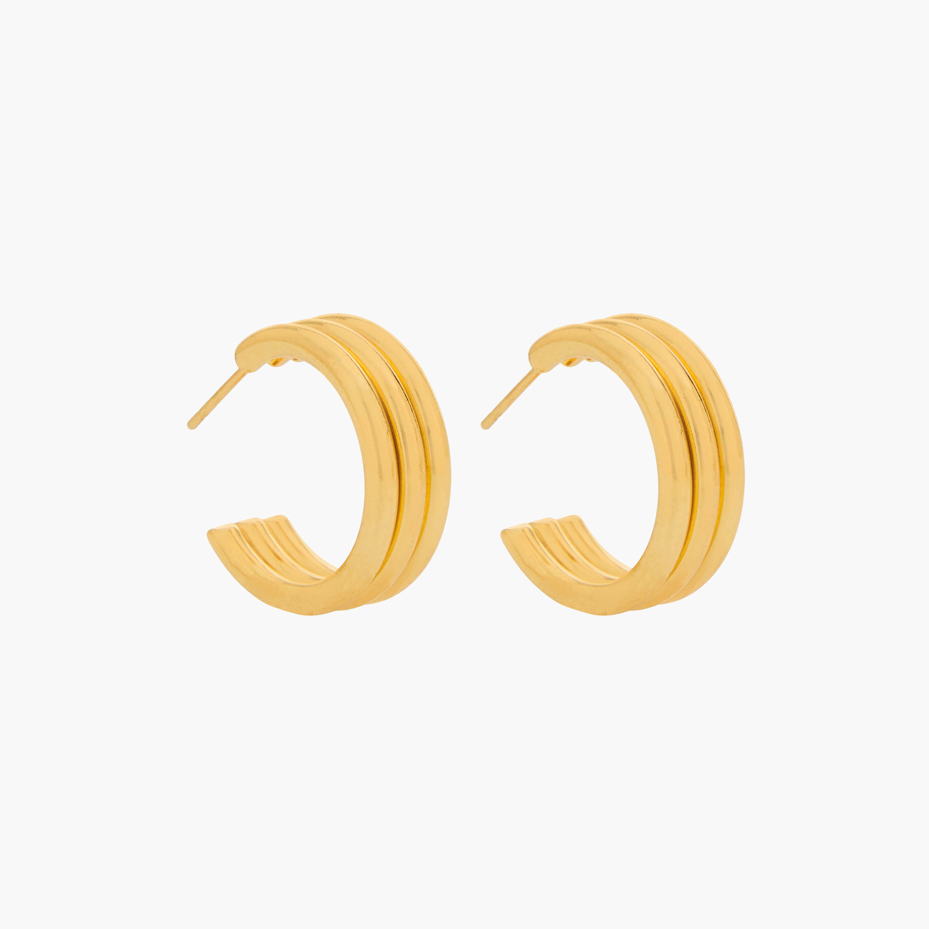 Pack of 3 Gold Tone Textured Hoop Earrings with Pushback Closure-women-watchesandjewellery-jewellery-earrings-image-4