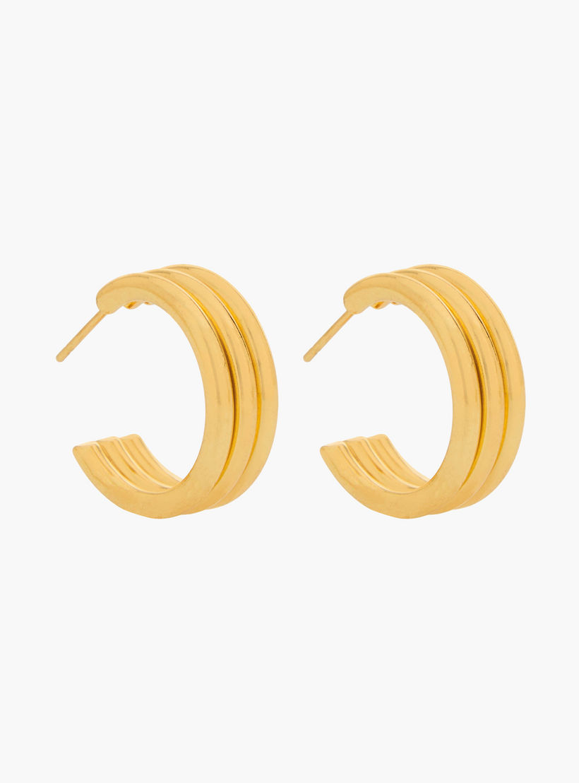 Pack of 3 Gold Tone Textured Hoop Earrings with Pushback Closure-women-watchesandjewellery-jewellery-earrings-image-4